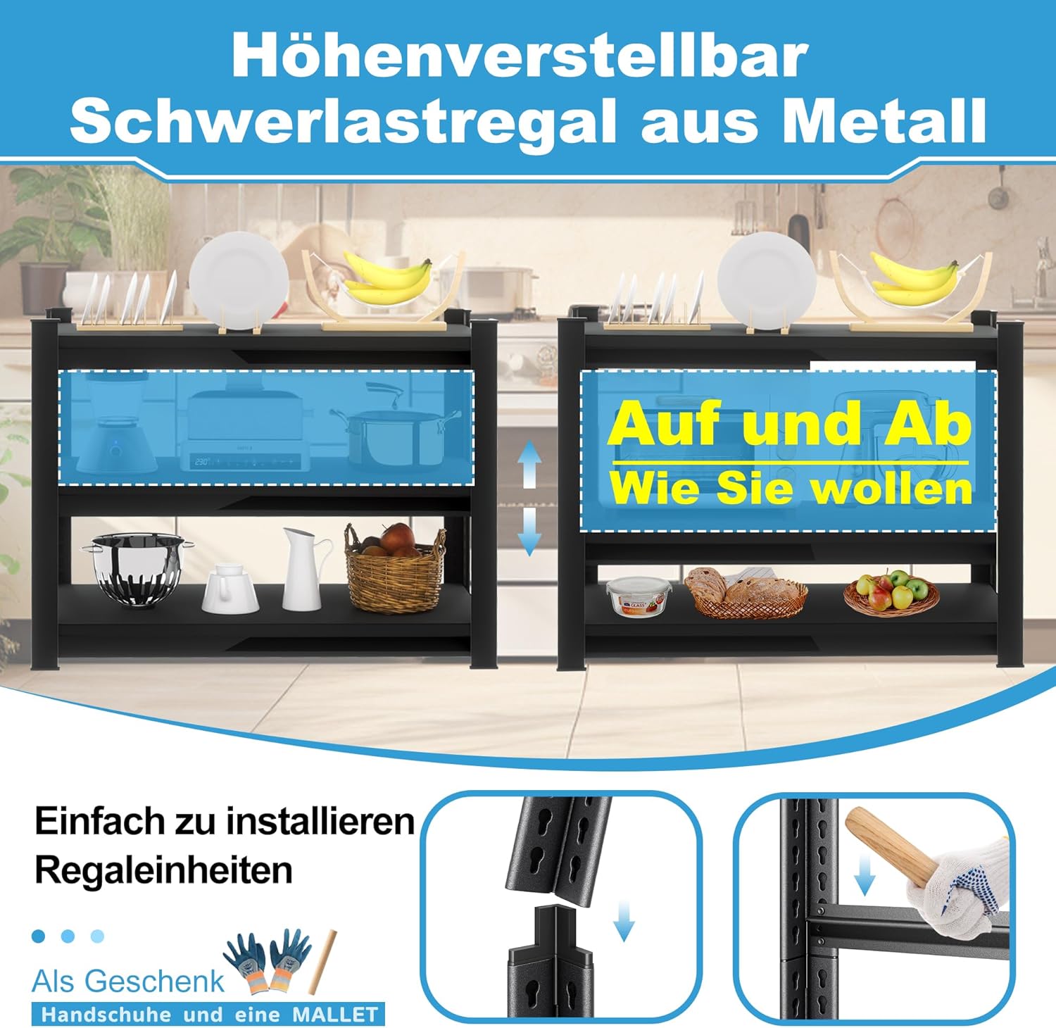 Suppneed Scaffale in Acciaio per Carichi Pesanti, Nero - immagine 6