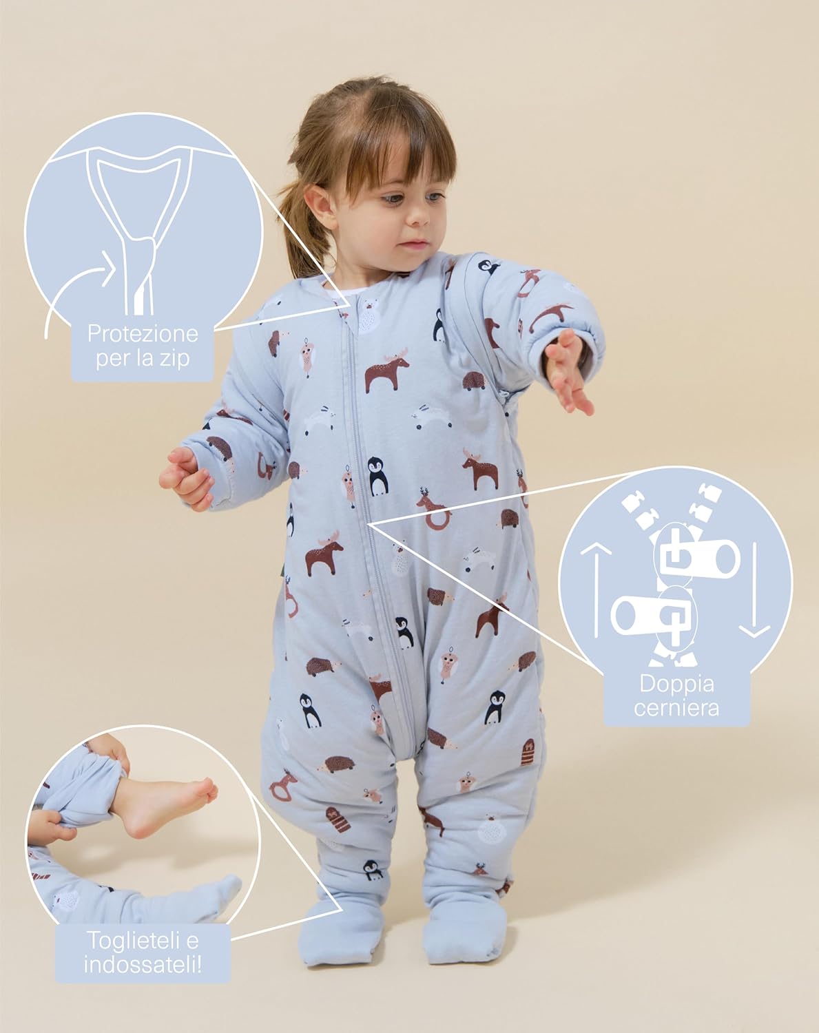 molis&co - Sacco Nanna Invernale 2.5 tog, Winter Animals - immagine 3