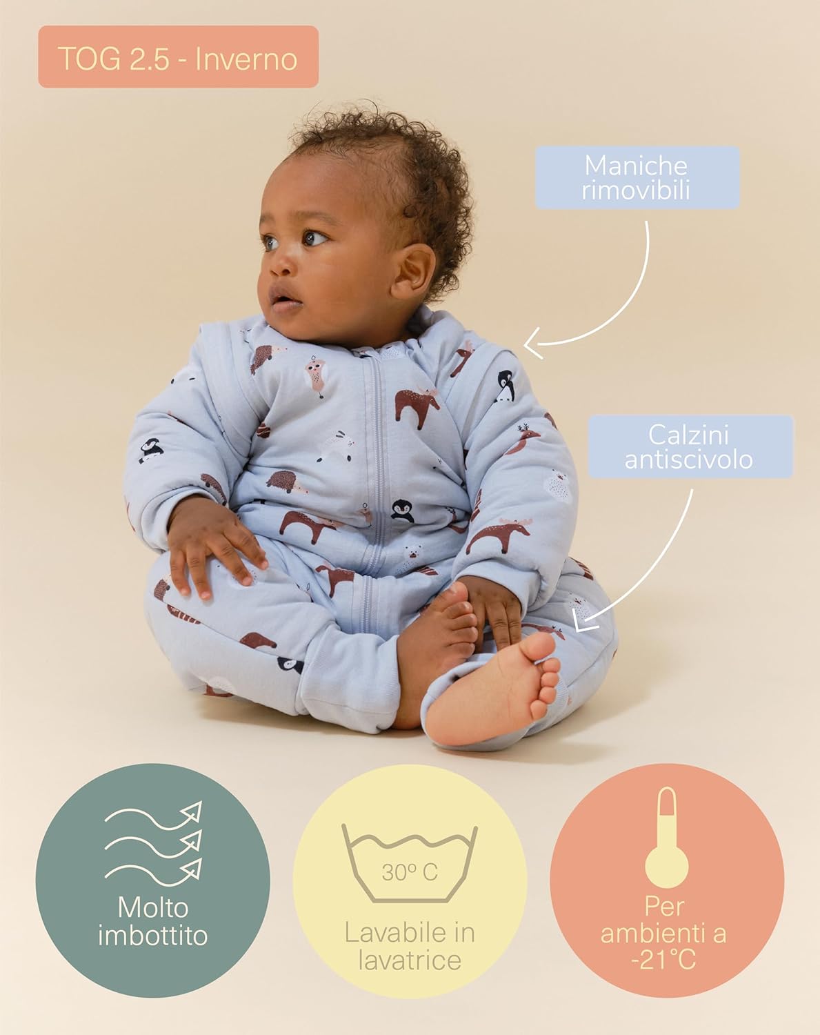 molis&co - Sacco Nanna Invernale 2.5 tog, Winter Animals - immagine 4