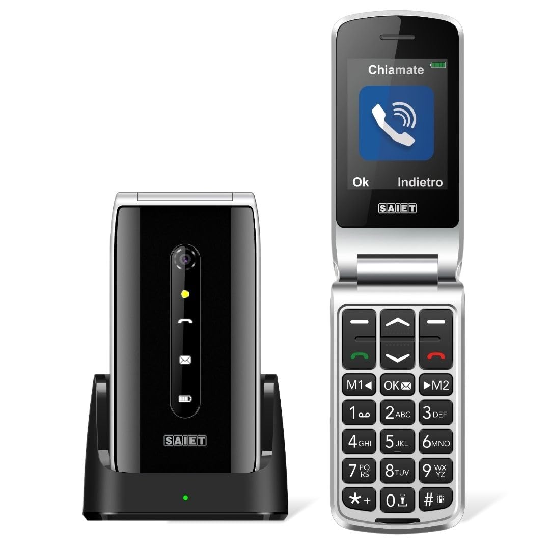 Saiet VANTO Cellulare Anziani a Conchiglia, Nero Lucido