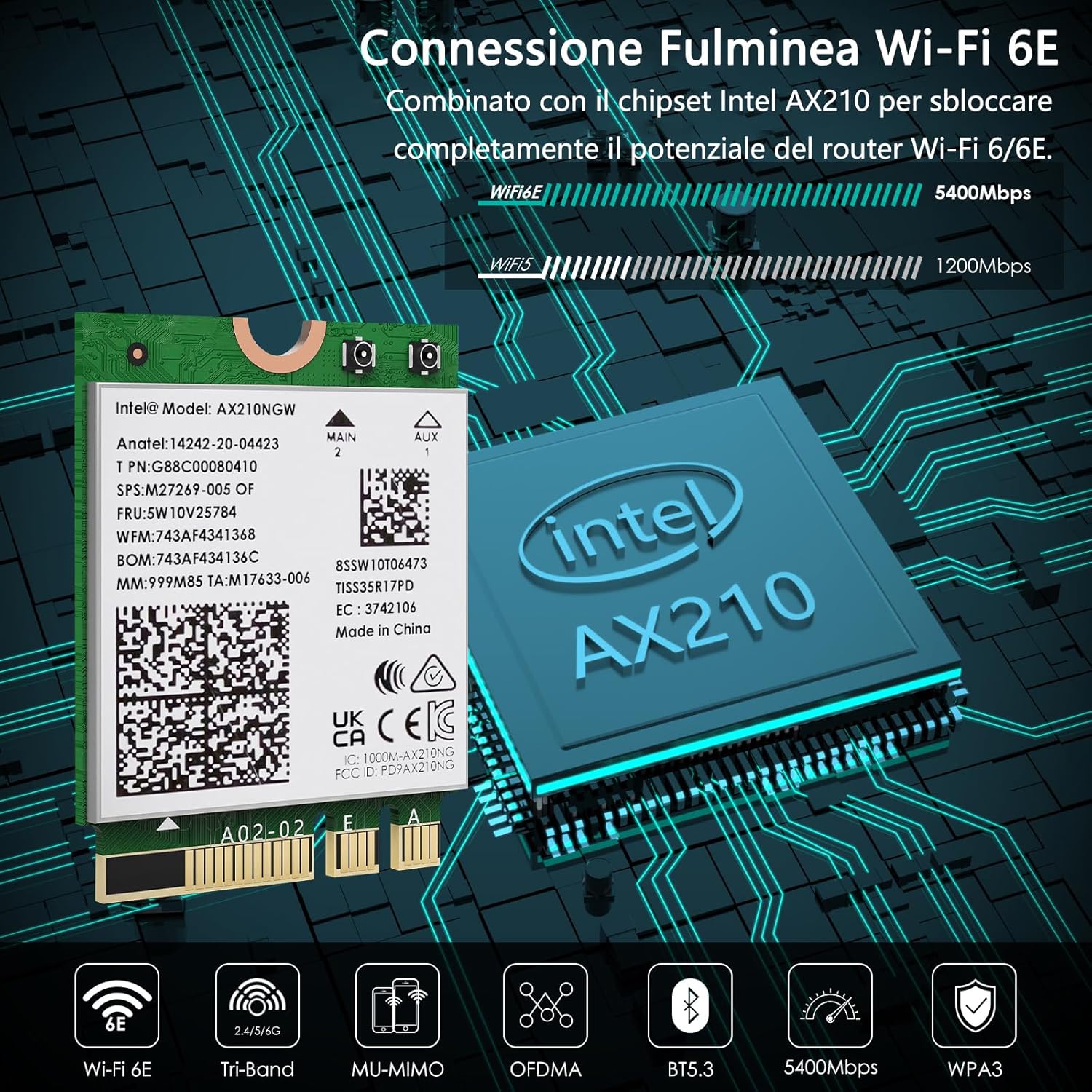 Wavlink WiFi 6E AX210 Scheda Modulo Wireless M.2/NGFF - immagine 2