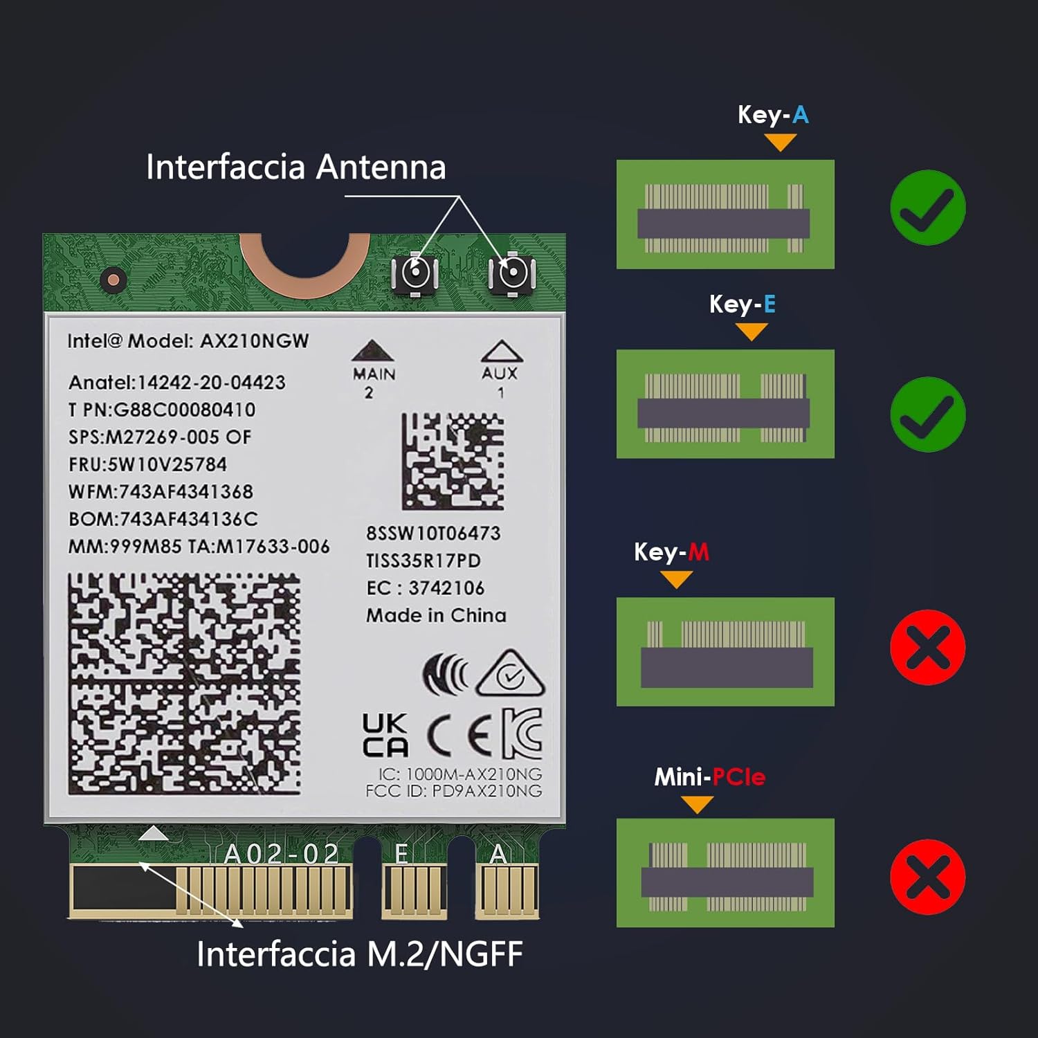 Wavlink WiFi 6E AX210 Scheda Modulo Wireless M.2/NGFF - immagine 6