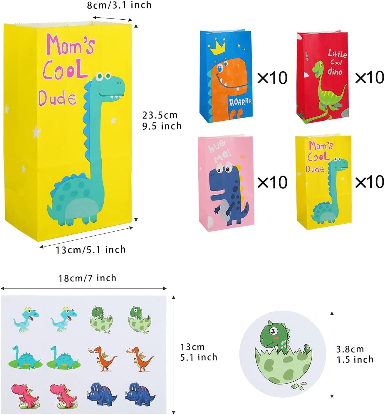 Sacchetti Regalo di Carta Dinosauro 40 Pezzi - immagine 1