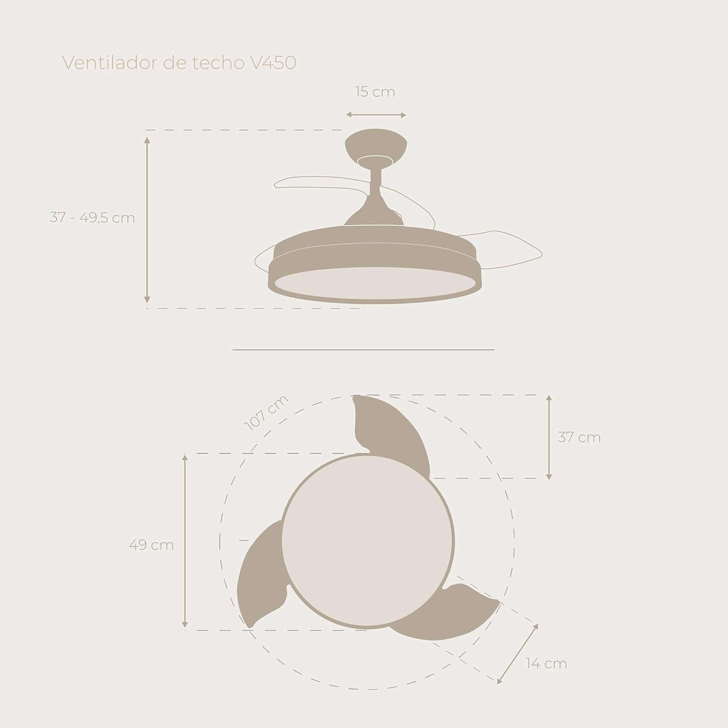 Evvo Ventilatore da Soffitto con Luce Ø107 cm - immagine 2