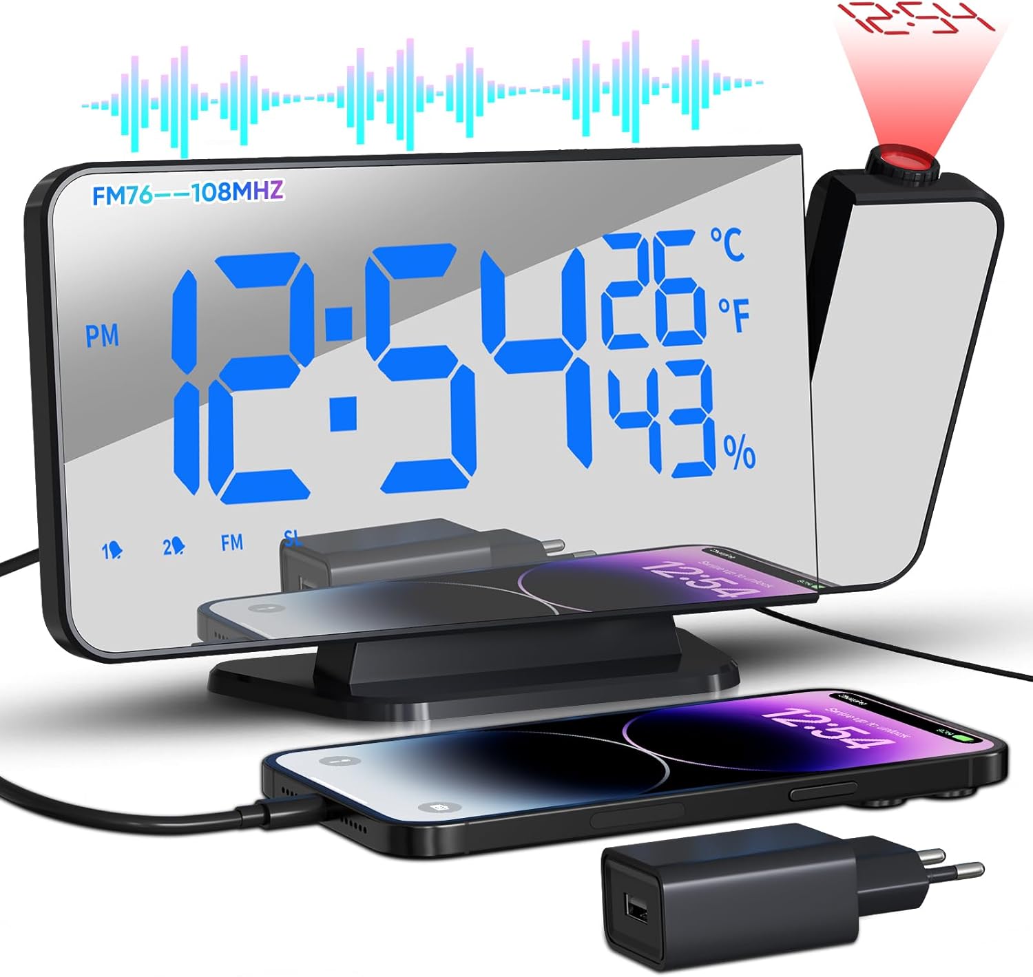 Takrink Sveglia con Proiettore 7,5 Pollici Radio Digitale - immagine 1