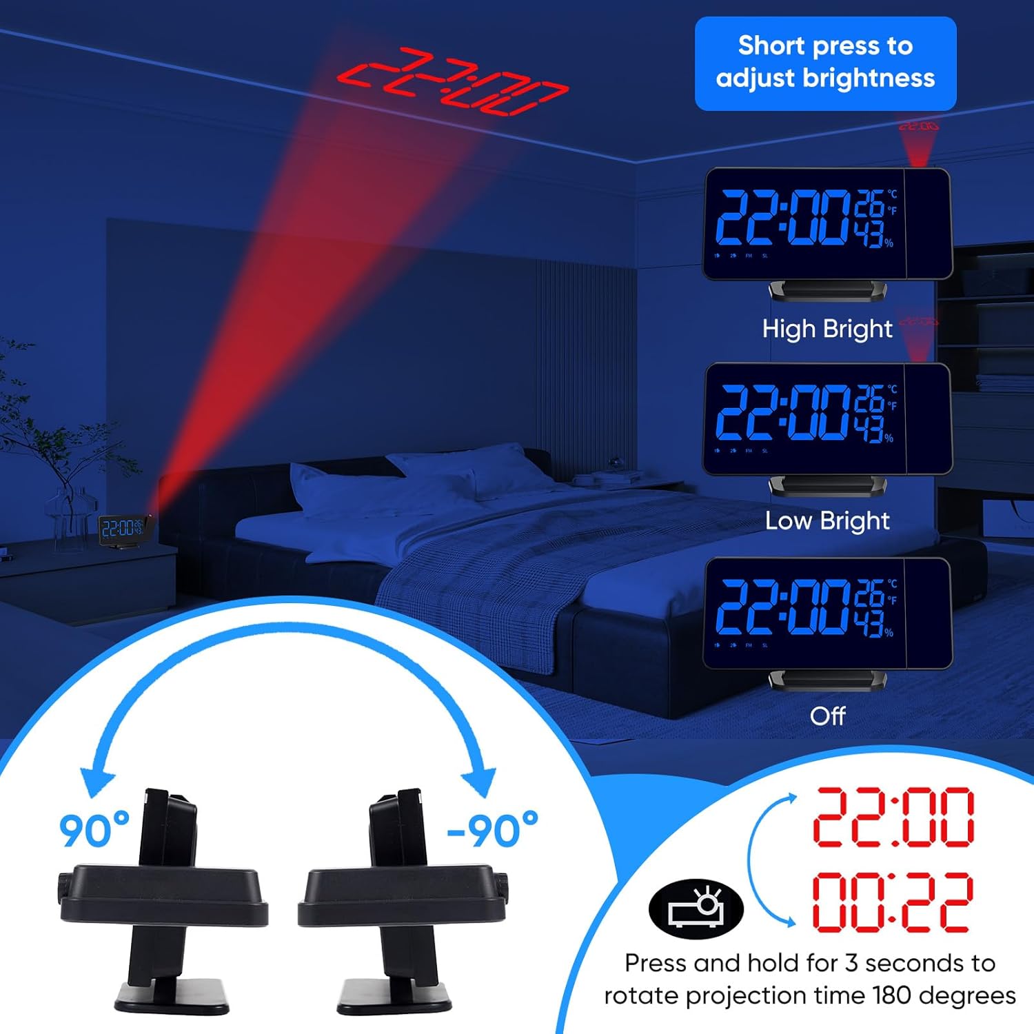 Takrink Sveglia con Proiettore 7,5 Pollici Radio Digitale - immagine 4