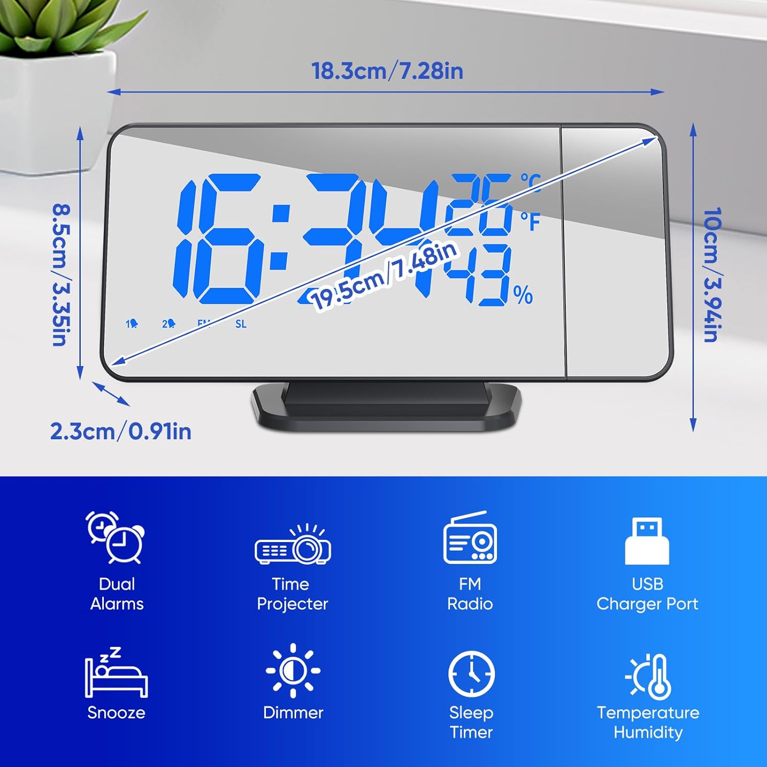 Takrink Sveglia con Proiettore 7,5 Pollici Radio Digitale - immagine 6