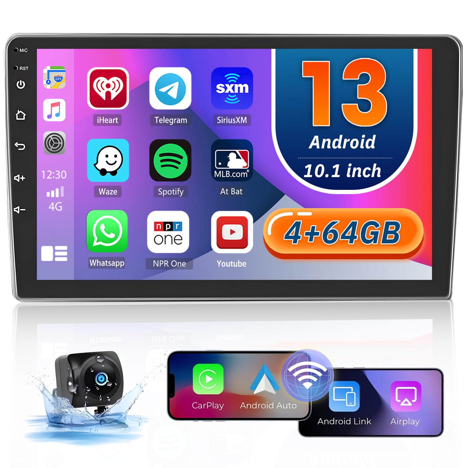 Hikity Android Radio Double Din 10.1" Touchscreen
