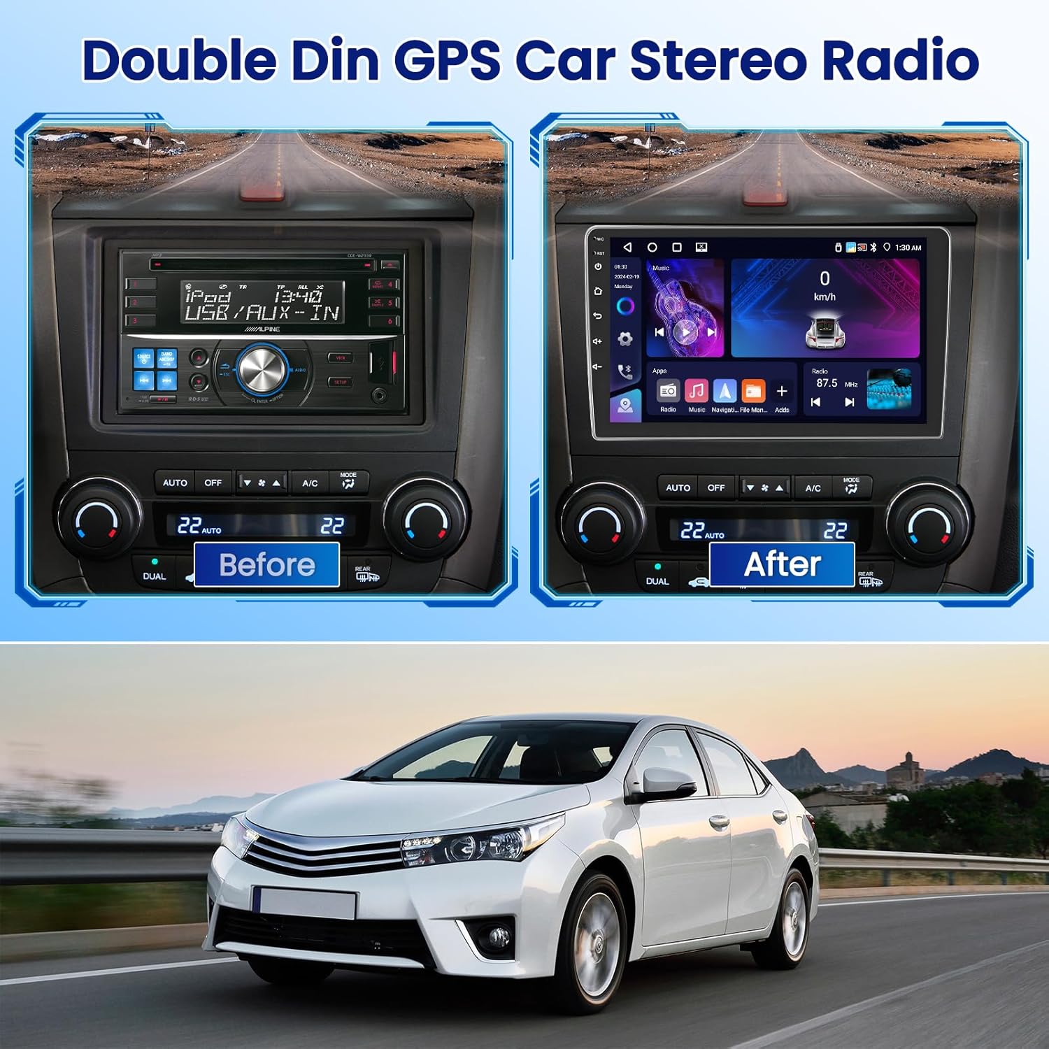 Hikity Android Radio Double Din 10.1" Touchscreen - immagine 2