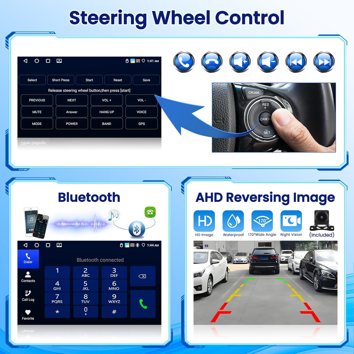 Hikity Android Radio Double Din 10.1" Touchscreen - immagine 5