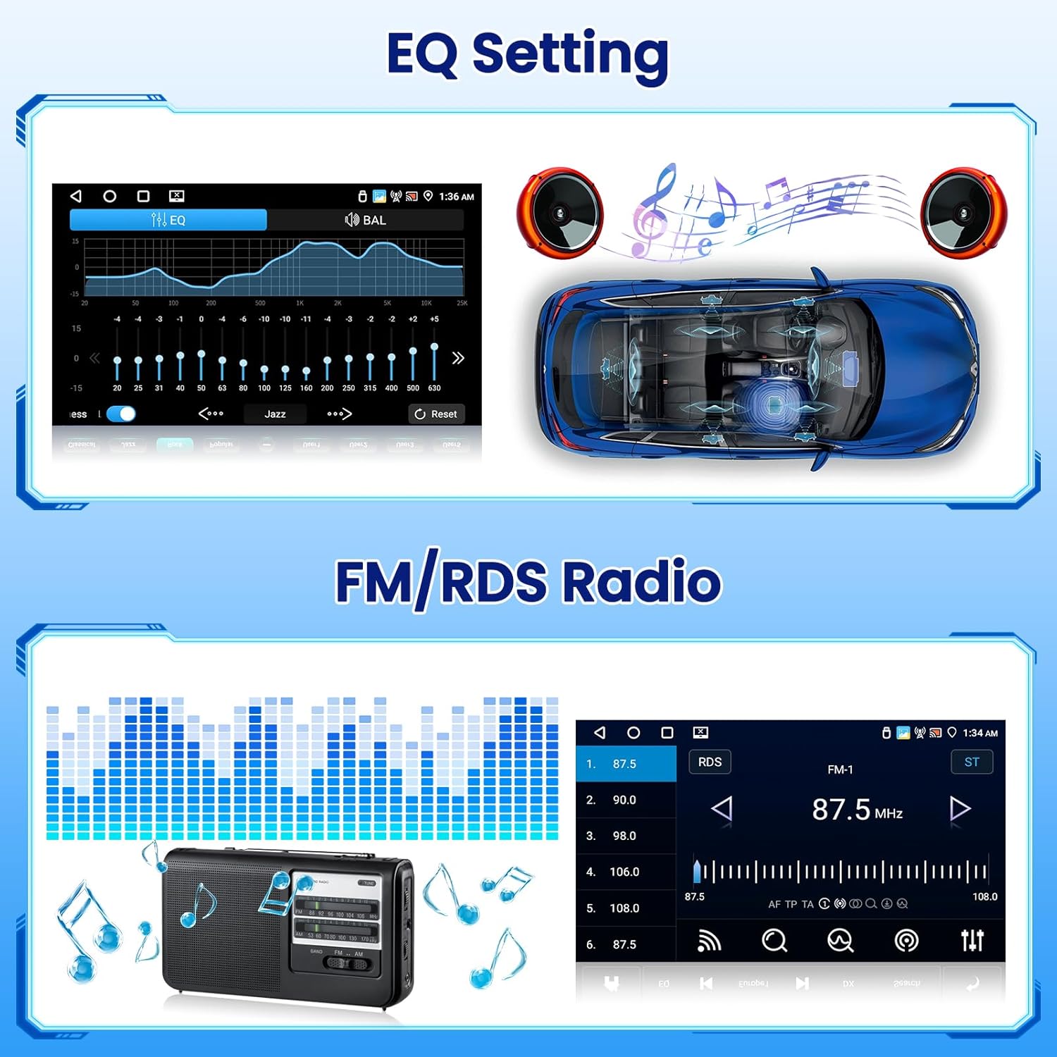 Hikity Android Radio Double Din 10.1" Touchscreen - immagine 6