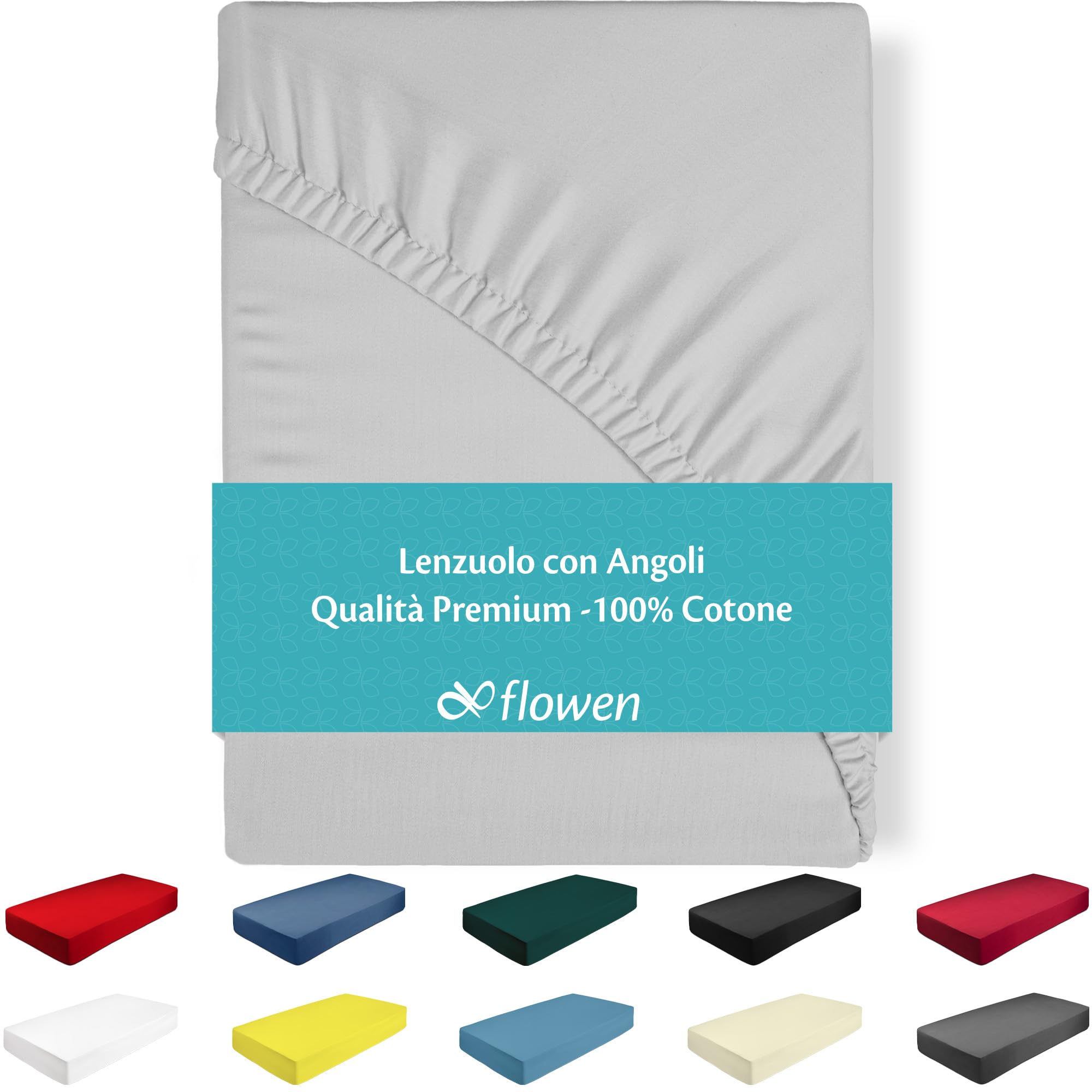 Lenzuola con Angoli Matrimoniale 160x190 cm Grigio Chiaro