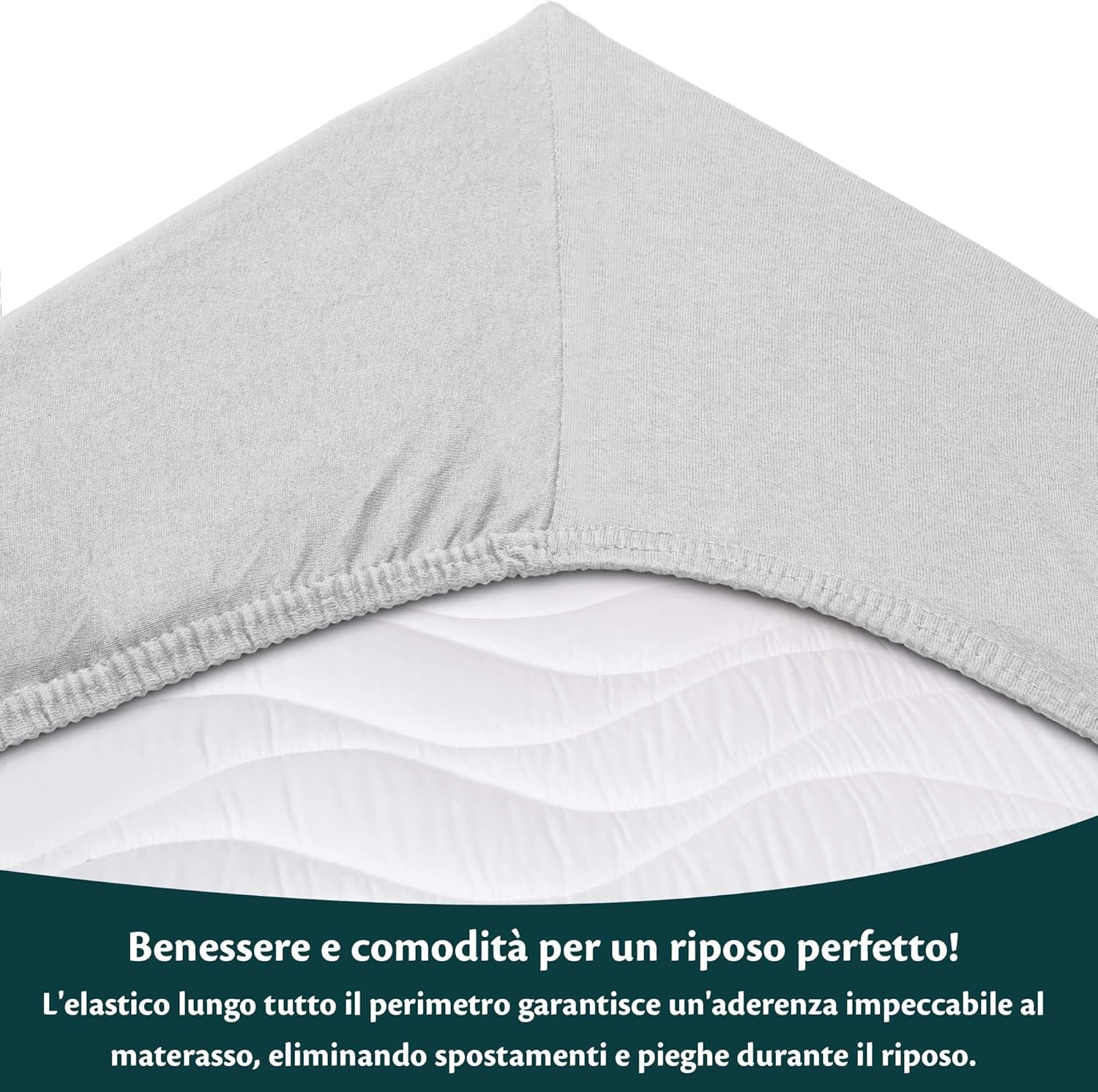 Lenzuola con Angoli Matrimoniale 160x190 cm Grigio Chiaro - immagine 5