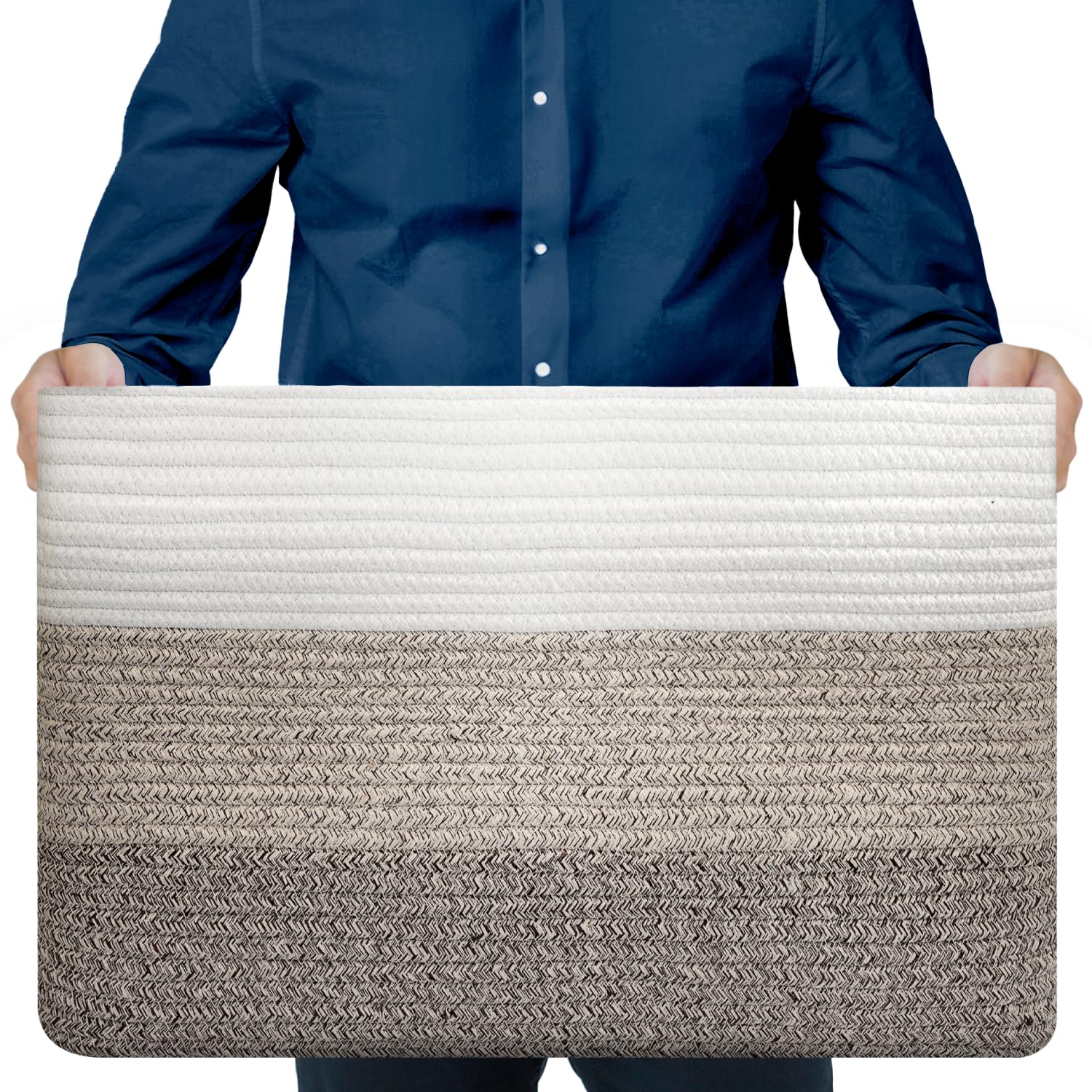 Cesto Portaoggetti Rettangolare in Cotone con Manici