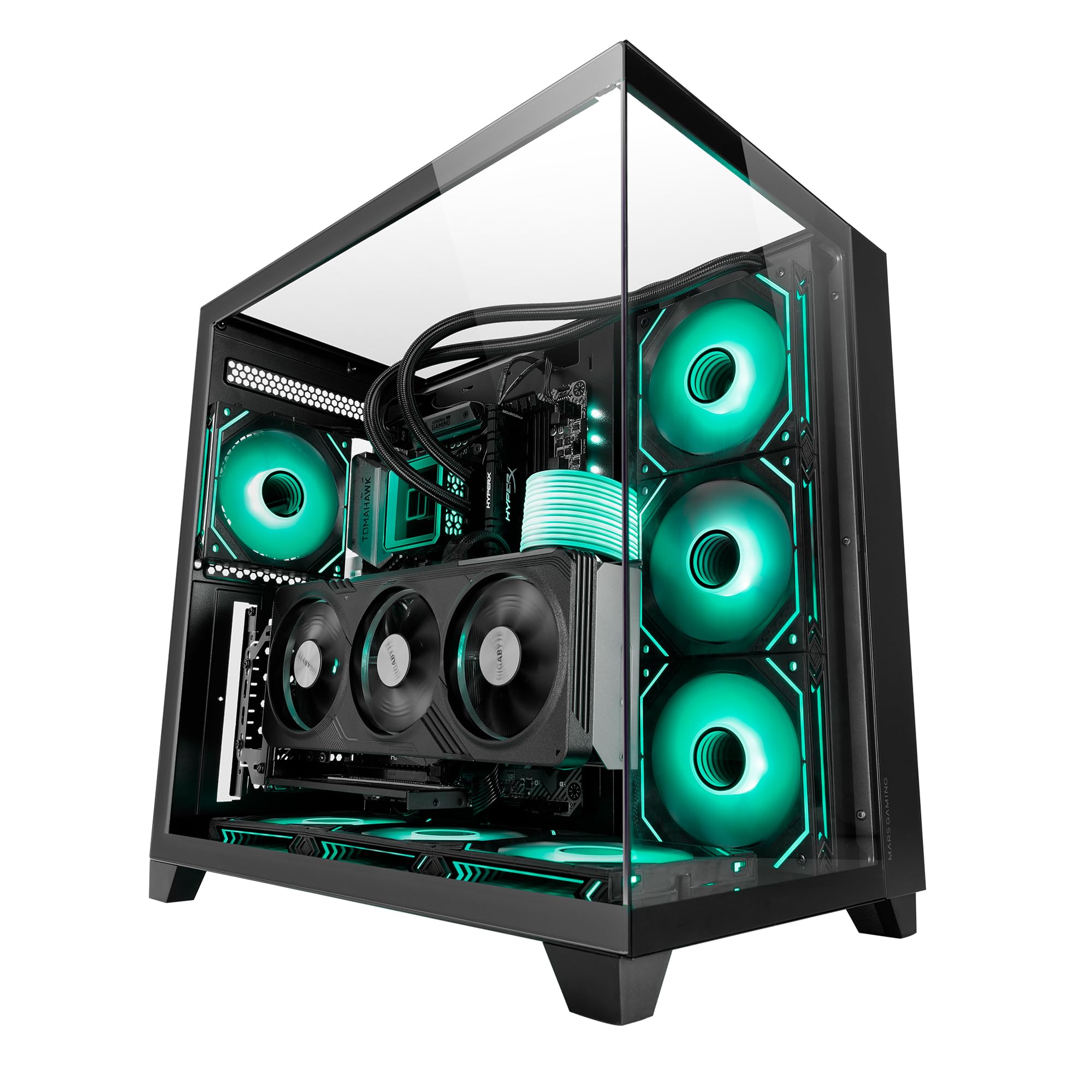 MARSGAMING MC-3C - Case Gaming ATX Triplo Vetro Temperato, Nero
