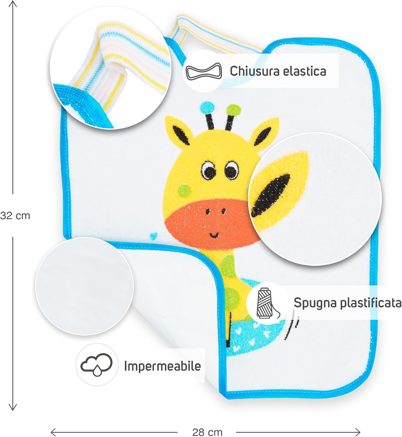 Ti TIN Set 4 Bavaglini Asilo con Elastico 32x28 cm - immagine 2