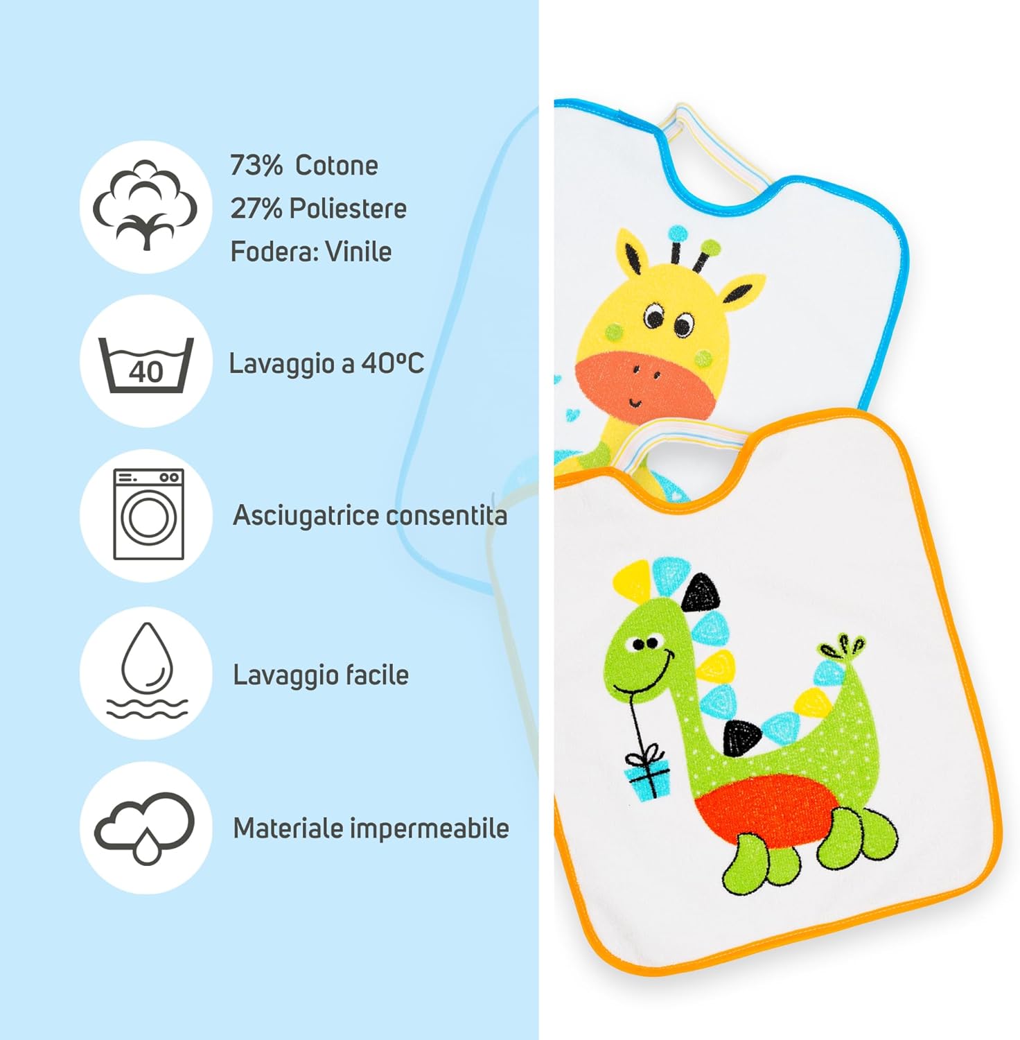 Ti TIN Set 4 Bavaglini Asilo con Elastico 32x28 cm - immagine 4