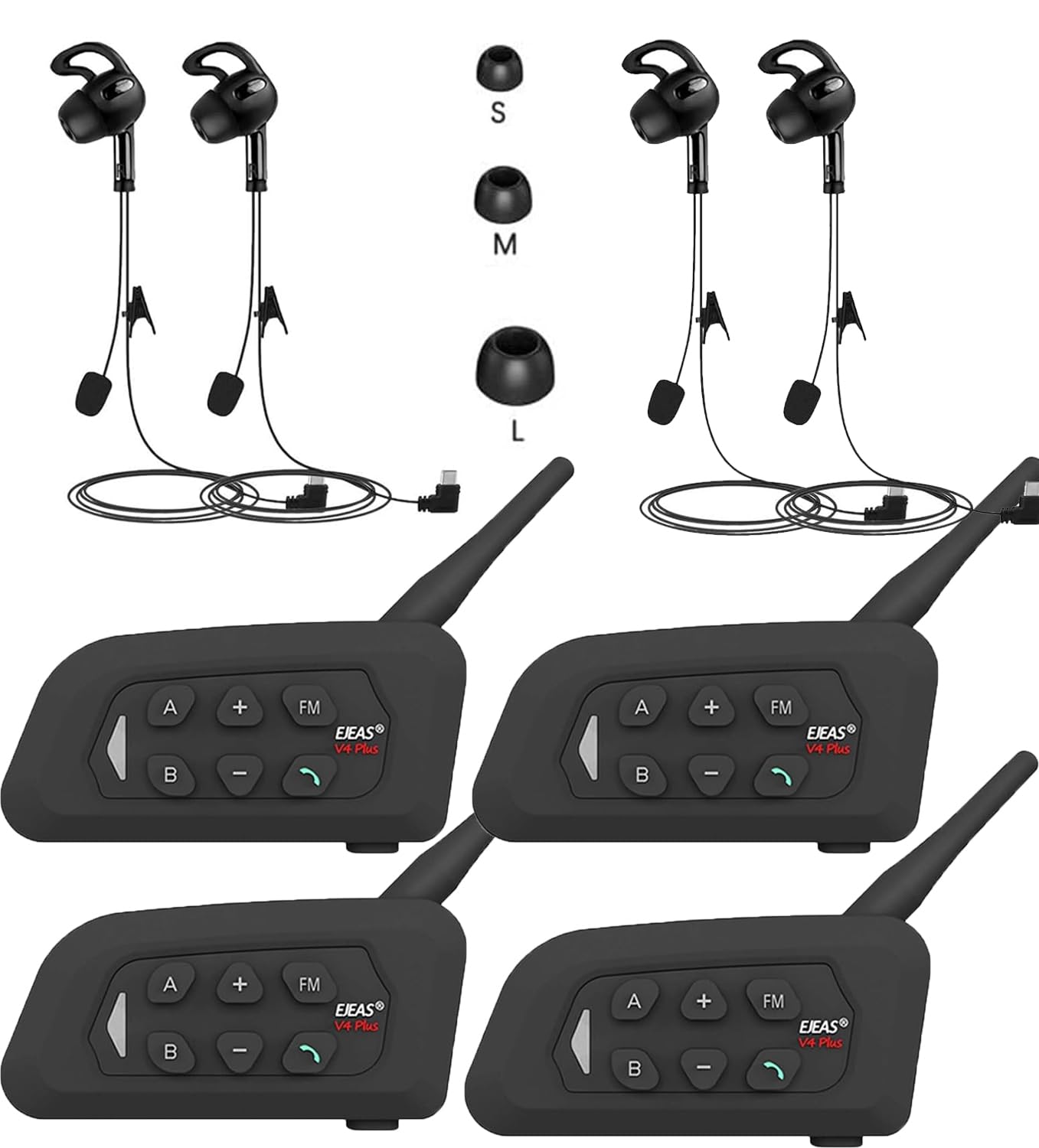 Solamr V4C PLUS - Interfono Arbitro Bluetooth 5.1 (4PACK)