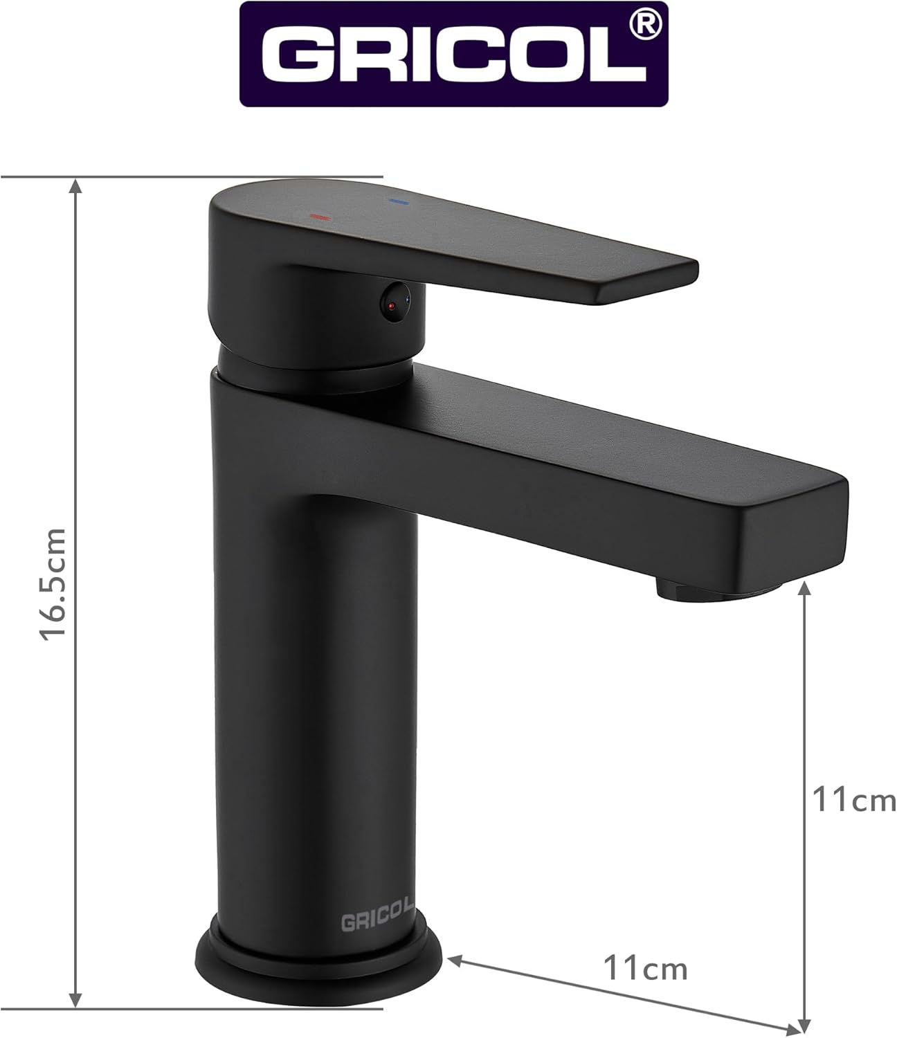 Gricol Rubinetto per Lavabo Monocomando, Cromo Nero - immagine 5