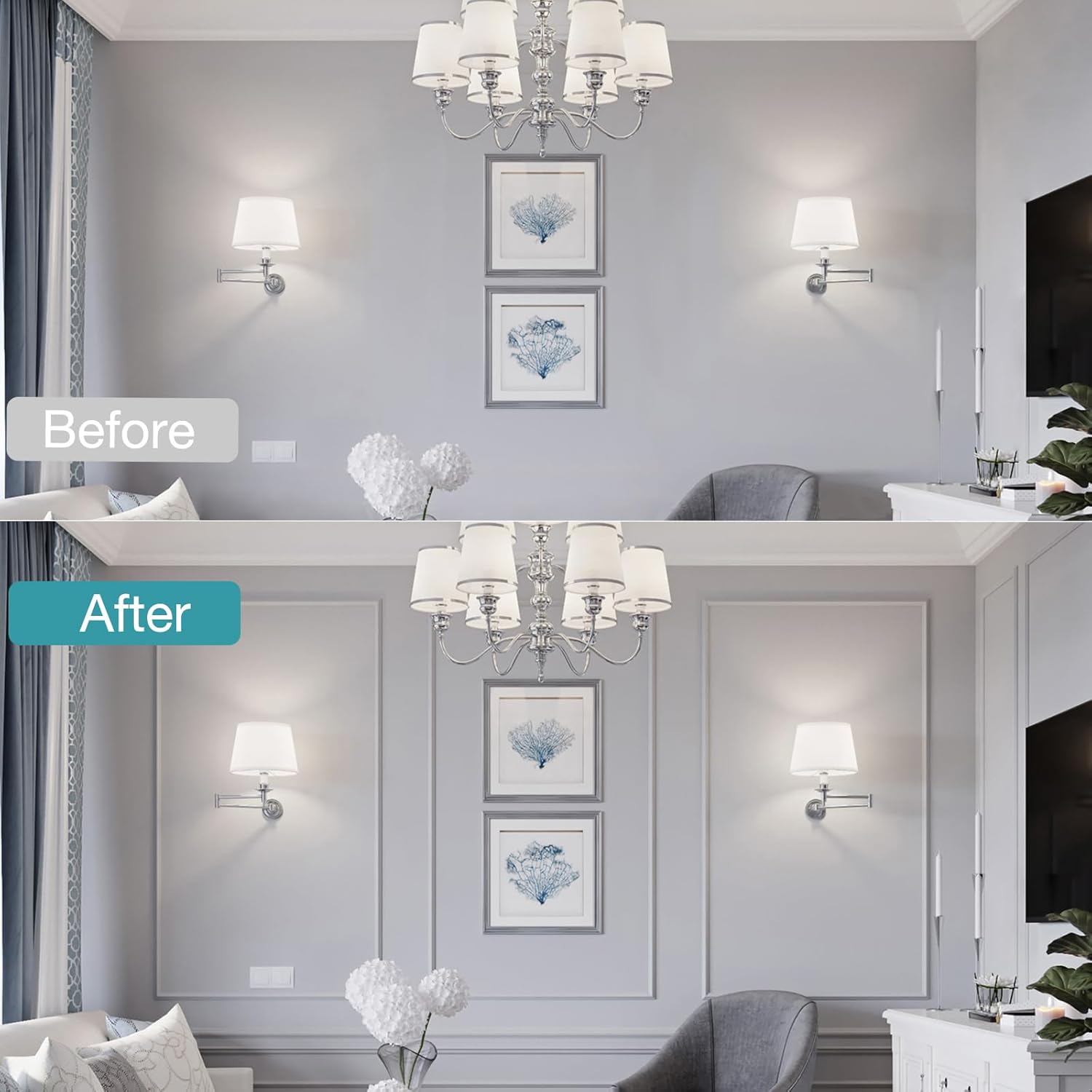 Molduras Adesivas Flessibili per Pareti 40mm x 12m, Bianco - immagine 3