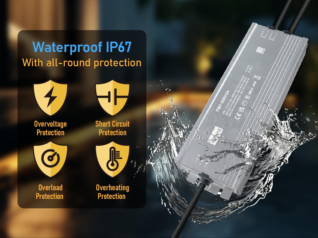 Trasformatore LED 24V 500W Impermeabile IP67 - immagine 2