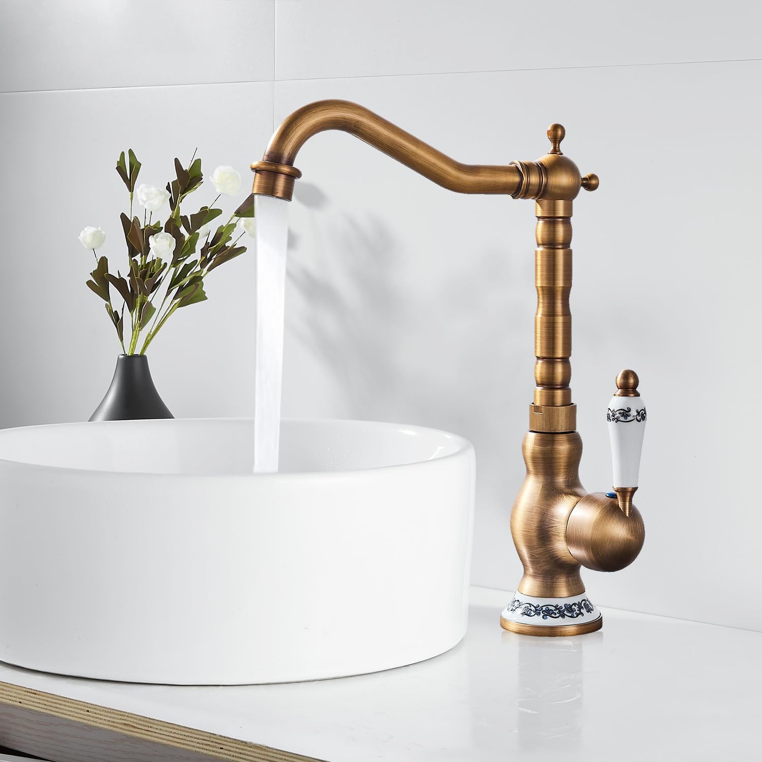 Dokkome Rubinetto Cucina Retrò in Ottone, Marrone