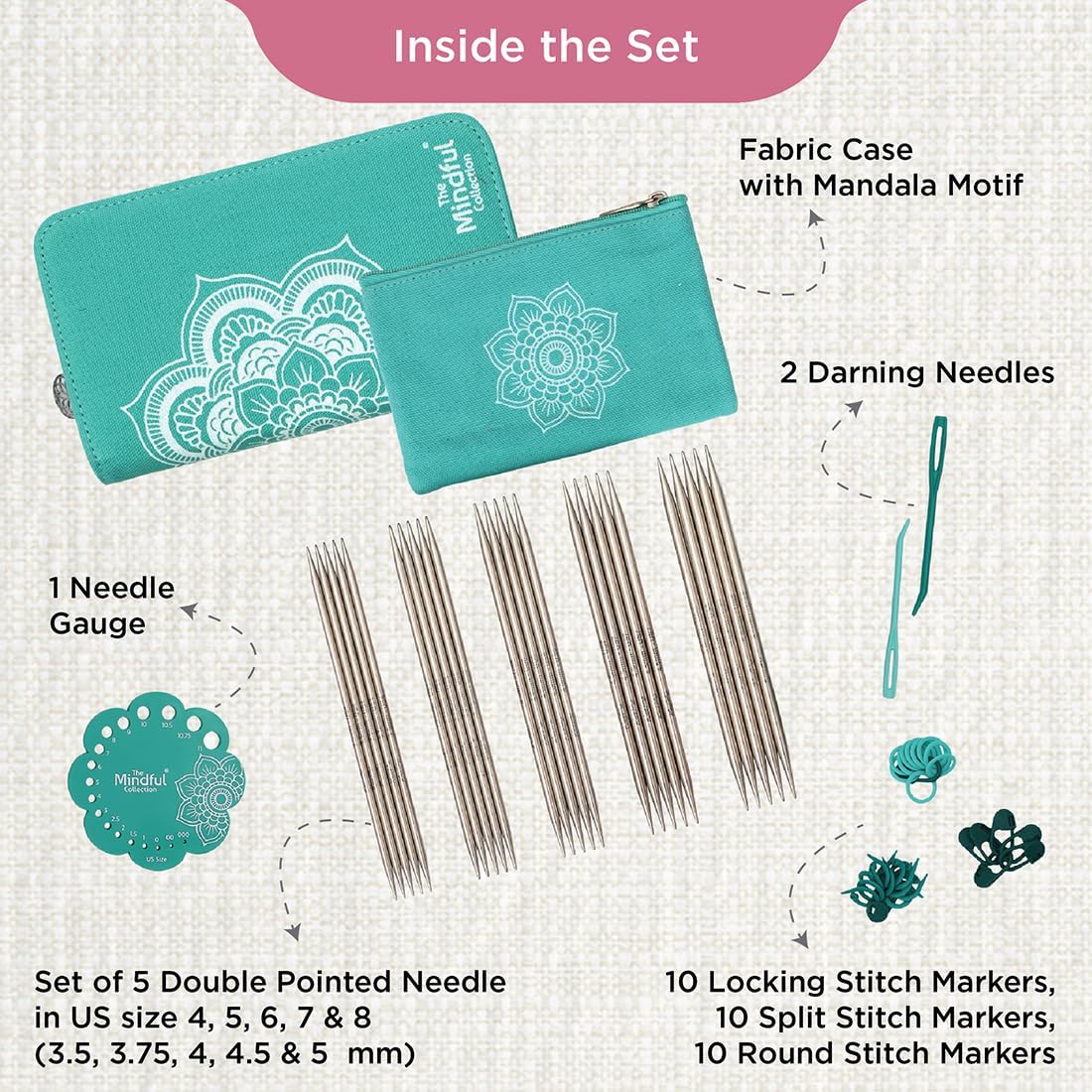 Knitpro Set Ferri a Doppia Punta Mindful - 5 Set - immagine 2