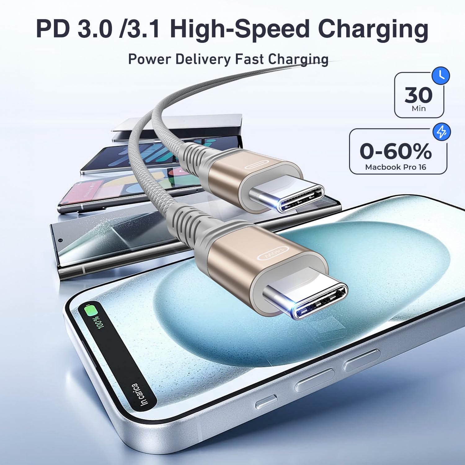 Cavo USB-C a USB-C 1M - 240W Superveloce - immagine 5