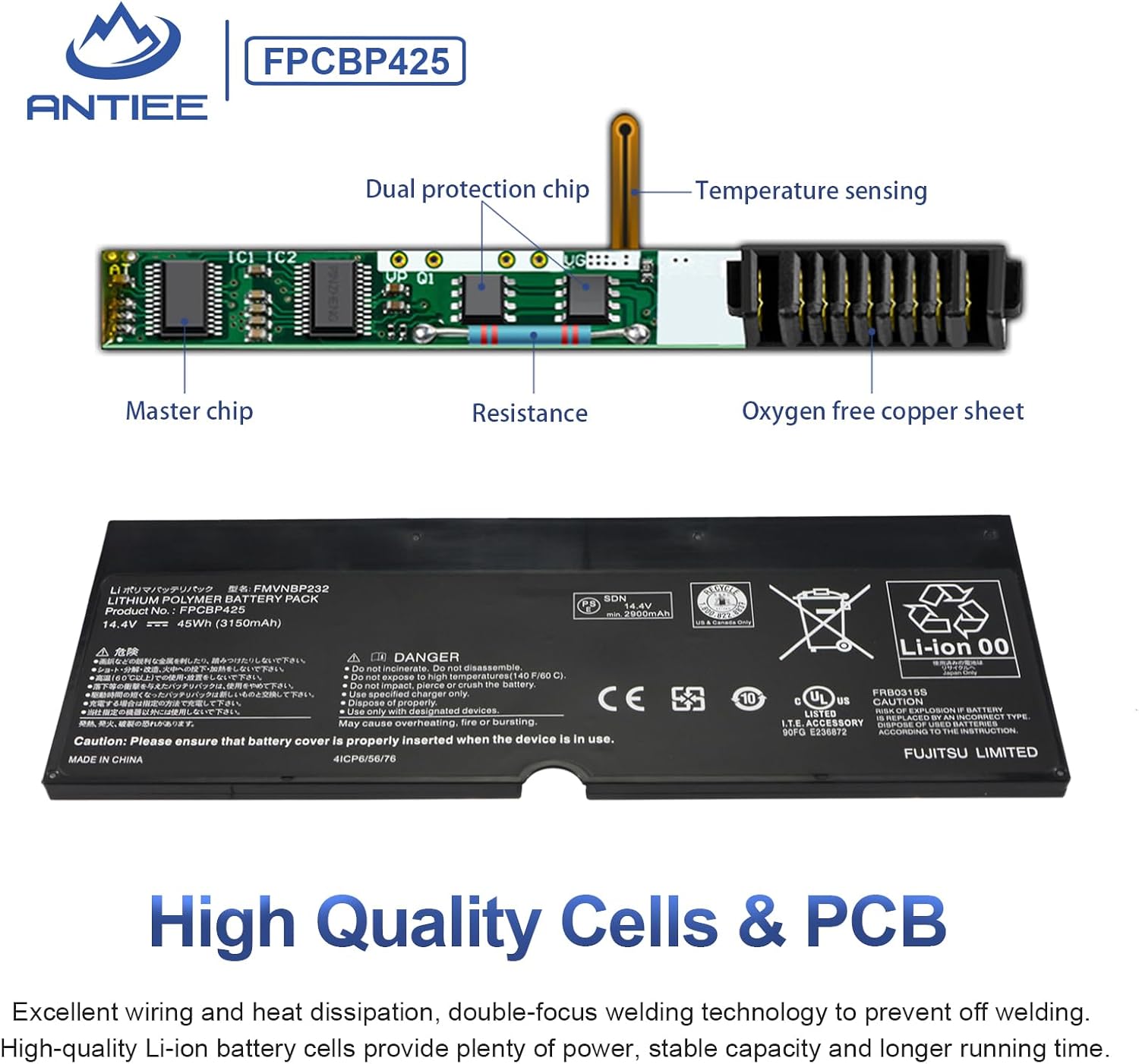 Antiee FPCBP425 Batteria Laptop per Fujitsu LifeBook - immagine 3