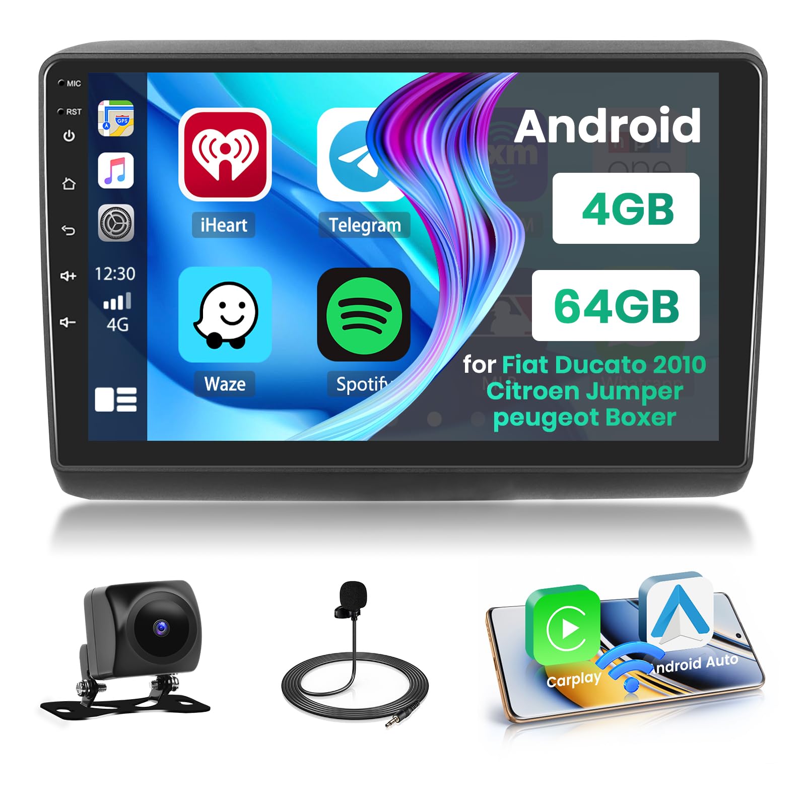 Hikity Android 15 Autoradio 9" per Fiat Ducato/Jumper/Boxer