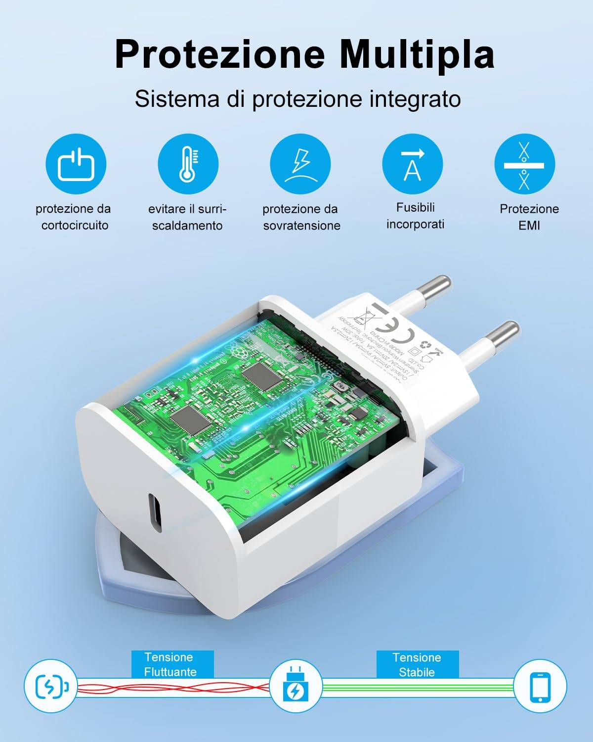 Amoner Caricatore 30W con Cavo USB-C 2m - immagine 4