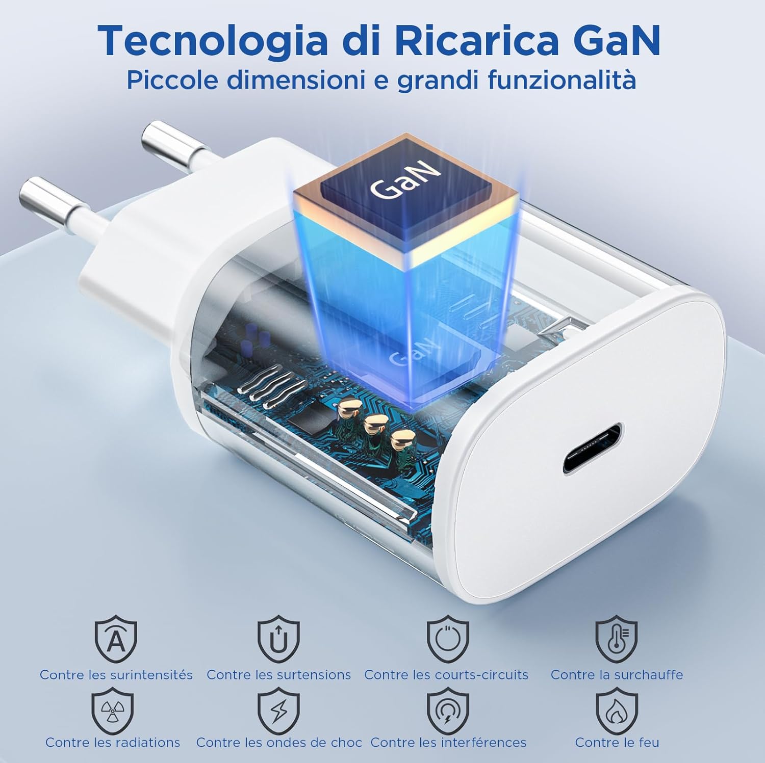 Caricatore USB C 20W Ricarica Rapida per iPhone e Samsung - immagine 6