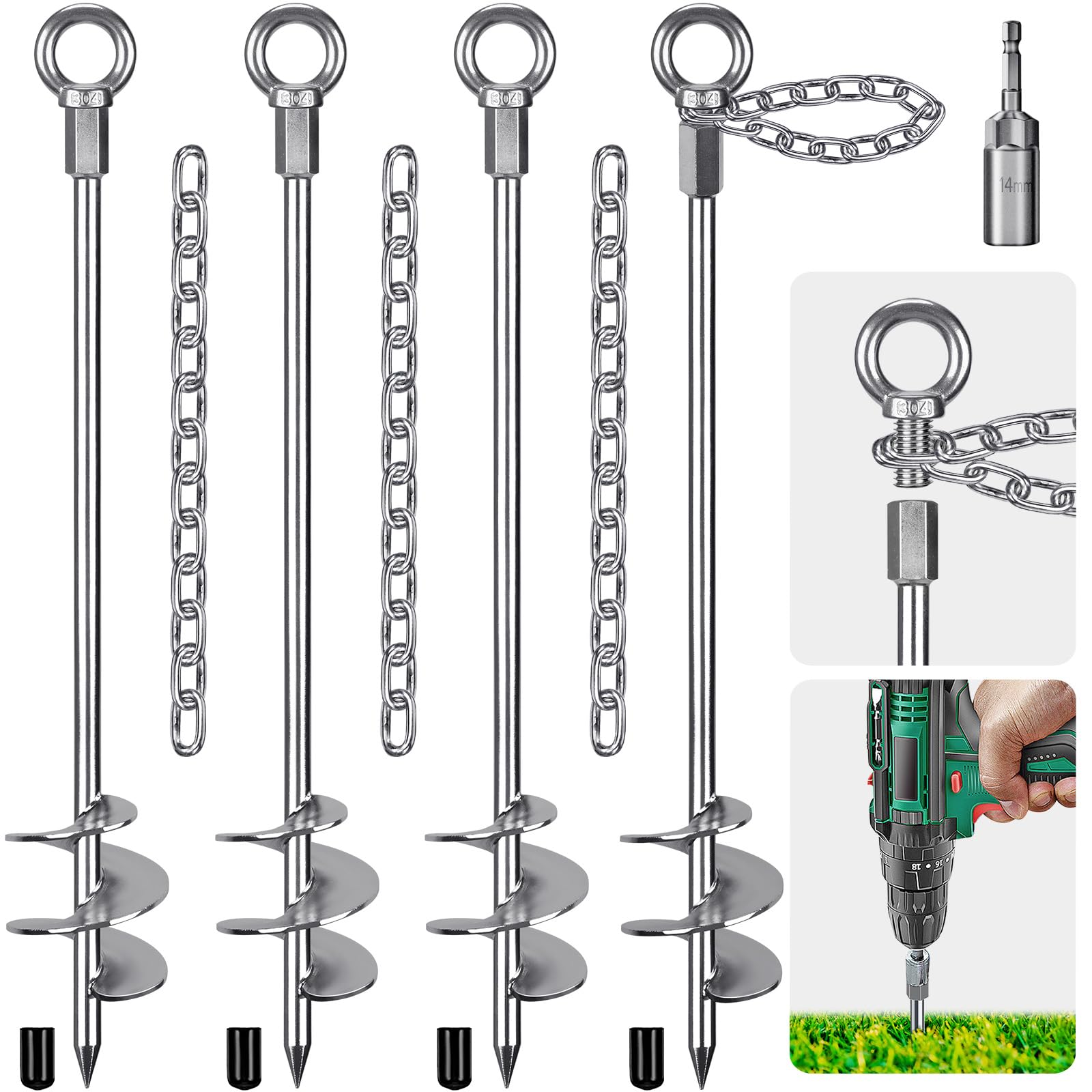 Insaga Picchetti per Tenda in Metallo Resistente 76cm (4pz)