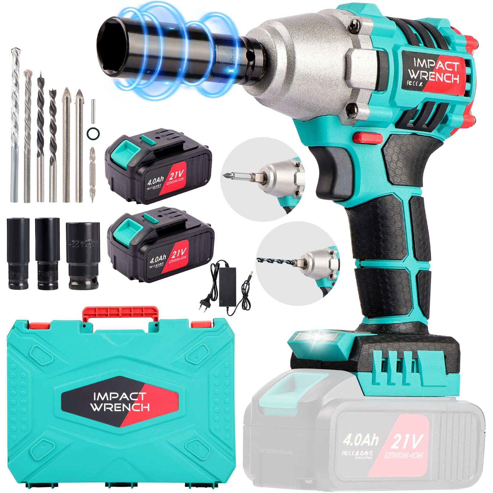 Avvitatore a Impulsi 21V Brushless con 2 Batterie 4.0Ah