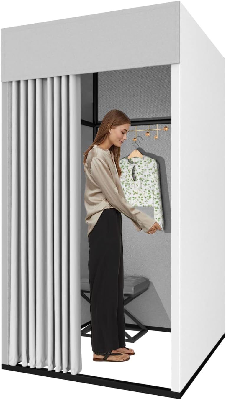 Spogliatoio Portatile Quadrato con Tende Parasole, Argento