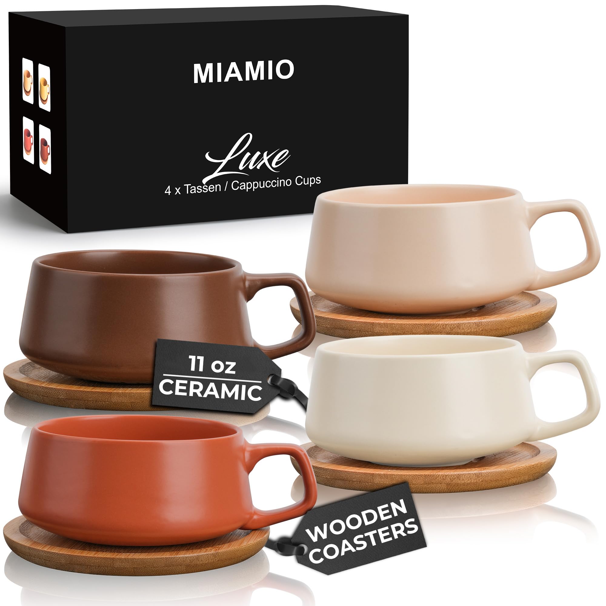 Miamio - Set 4 Tazze da Caffè 320ml in Gres