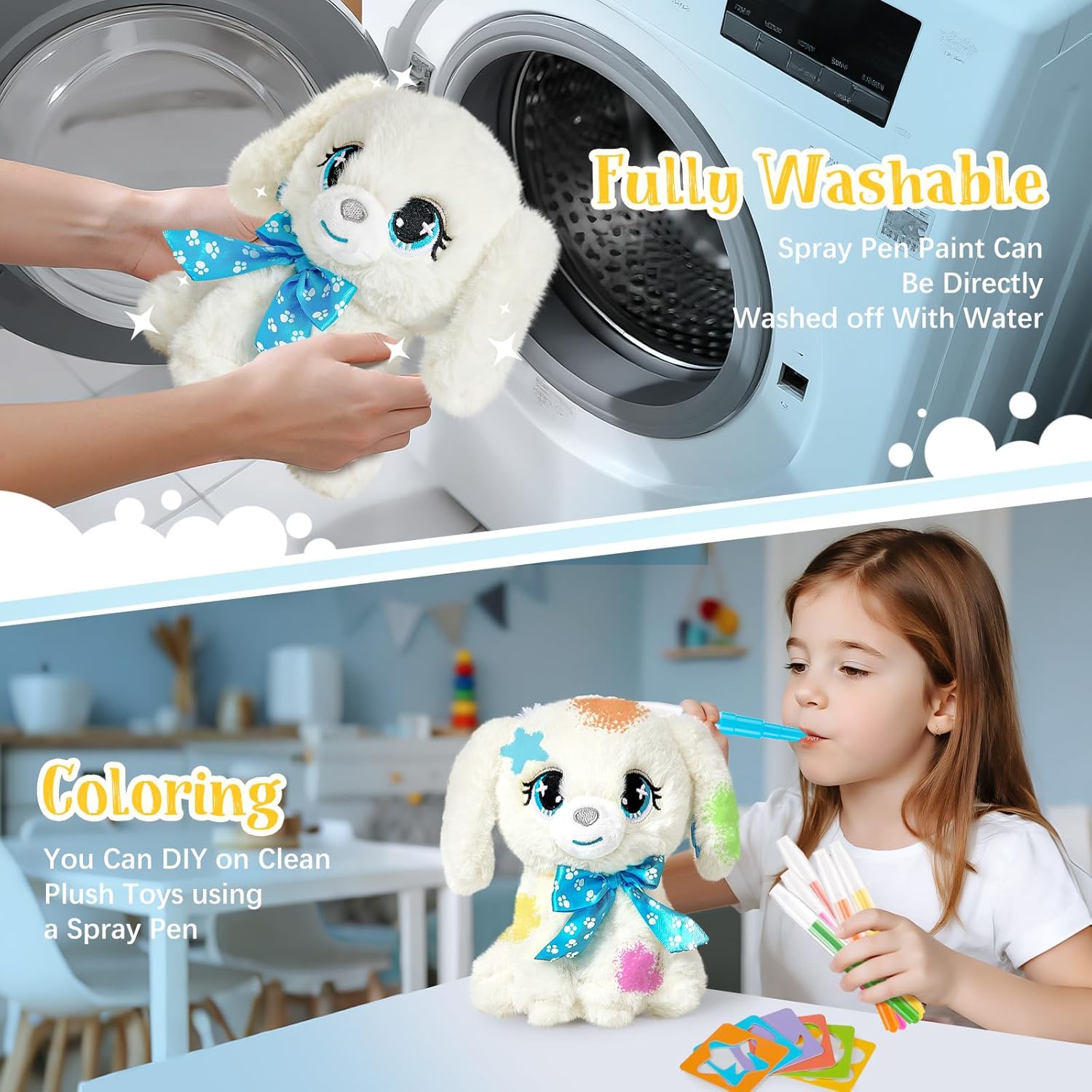 Cane Giocattolo Peluche con Vasca da Bagno a Spruzzo - immagine 5