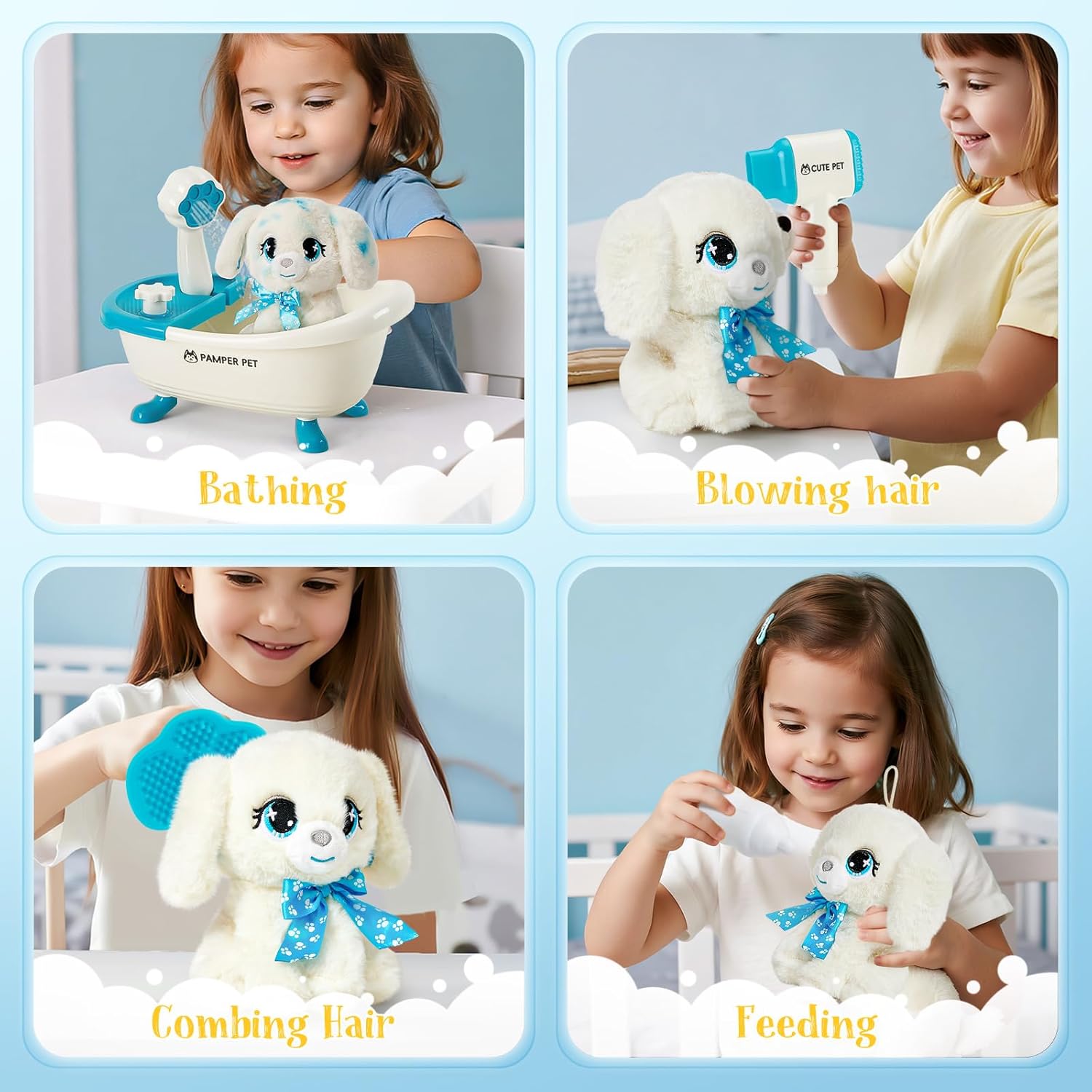 Cane Giocattolo Peluche con Vasca da Bagno a Spruzzo - immagine 6