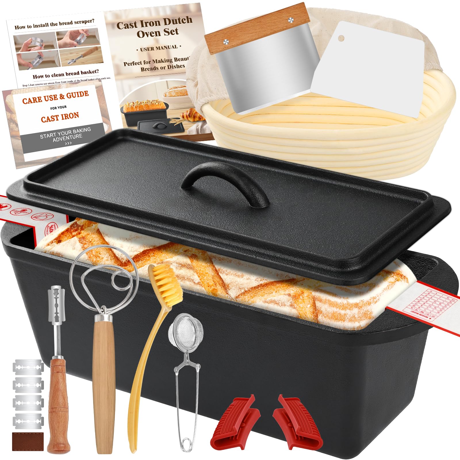 Pentola in Ghisa 35cm per Cottura Pane 2 in 1