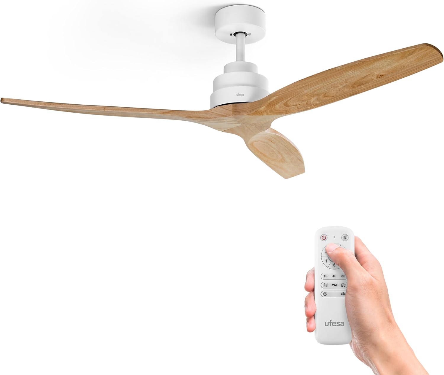 Ufesa Ventilatore da Soffitto 40W 132cm, Bianco-Legno