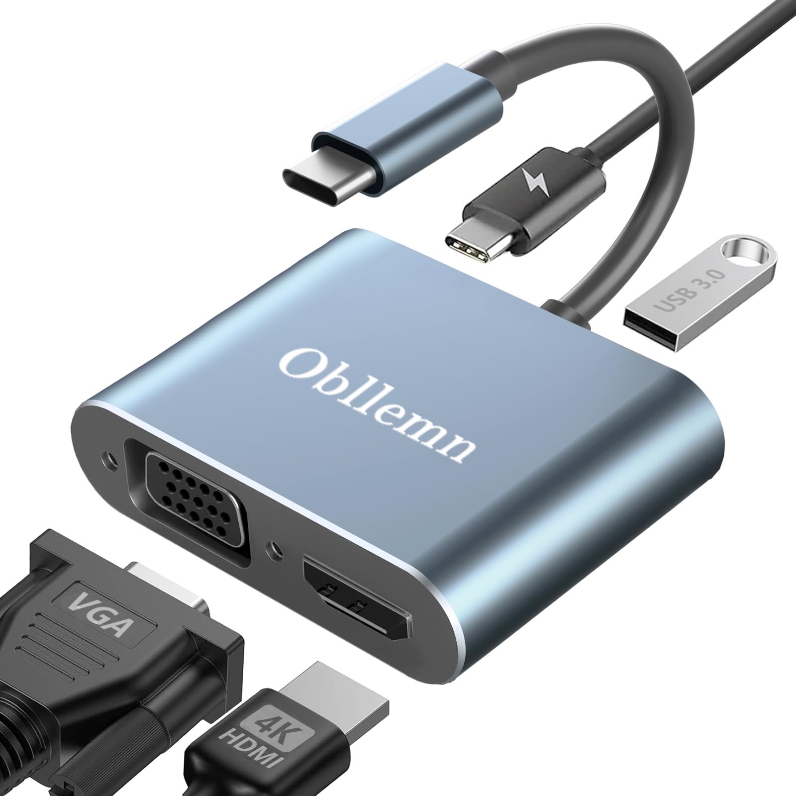 Adattatore USB-C 4 in 1 a HDMI VGA 4K 30Hz