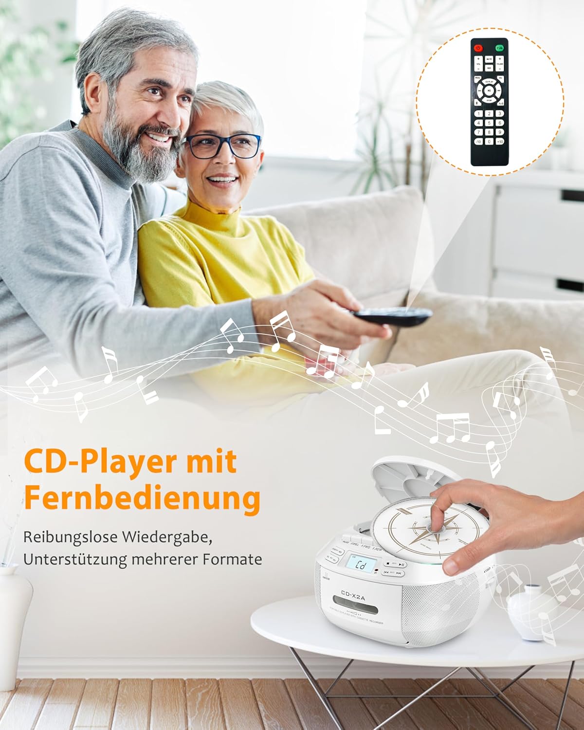 Greadio Boombox CD Player Portatile con Bluetooth - immagine 2