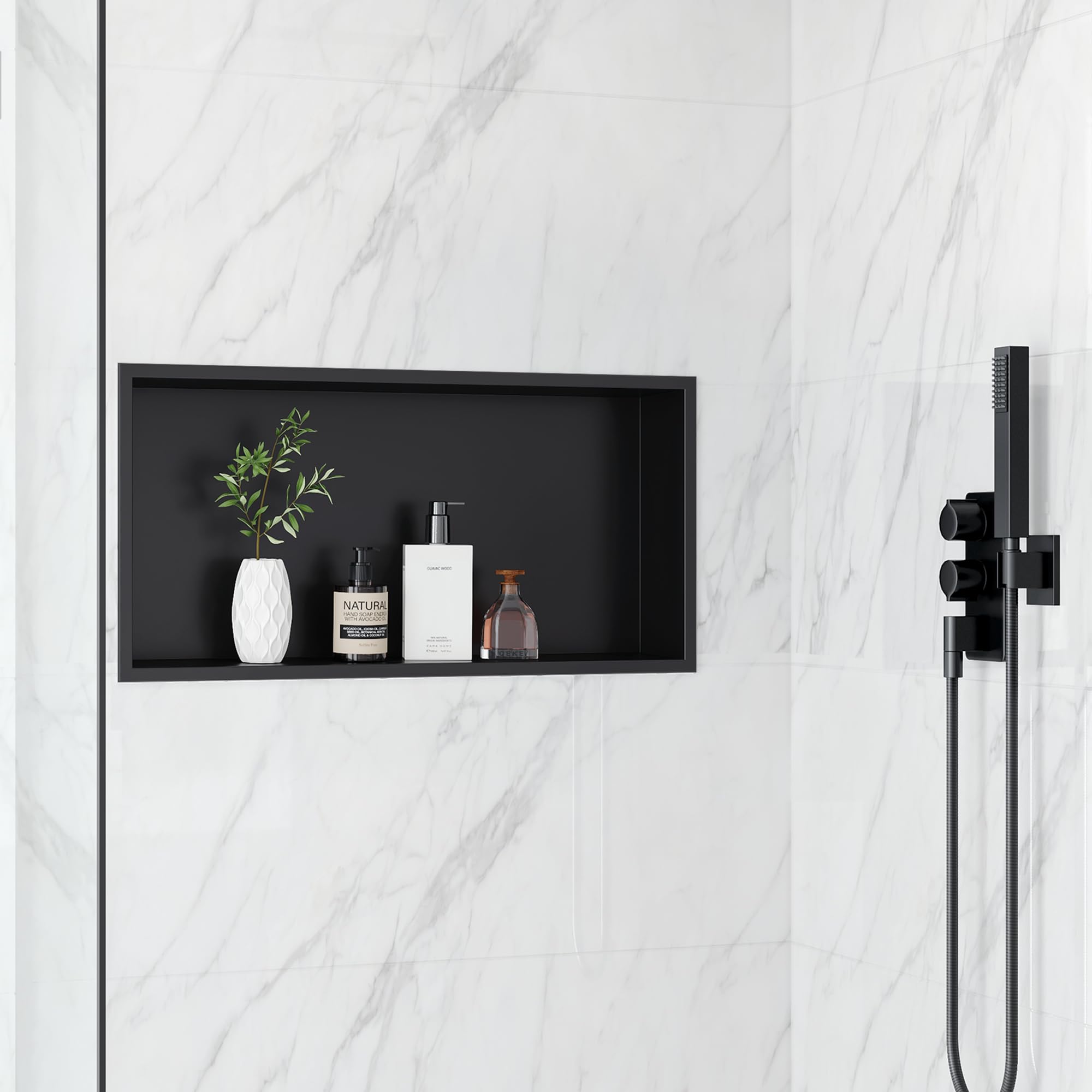 Nicchia a Muro in Acciaio Inox 304 per Bagno, Nera