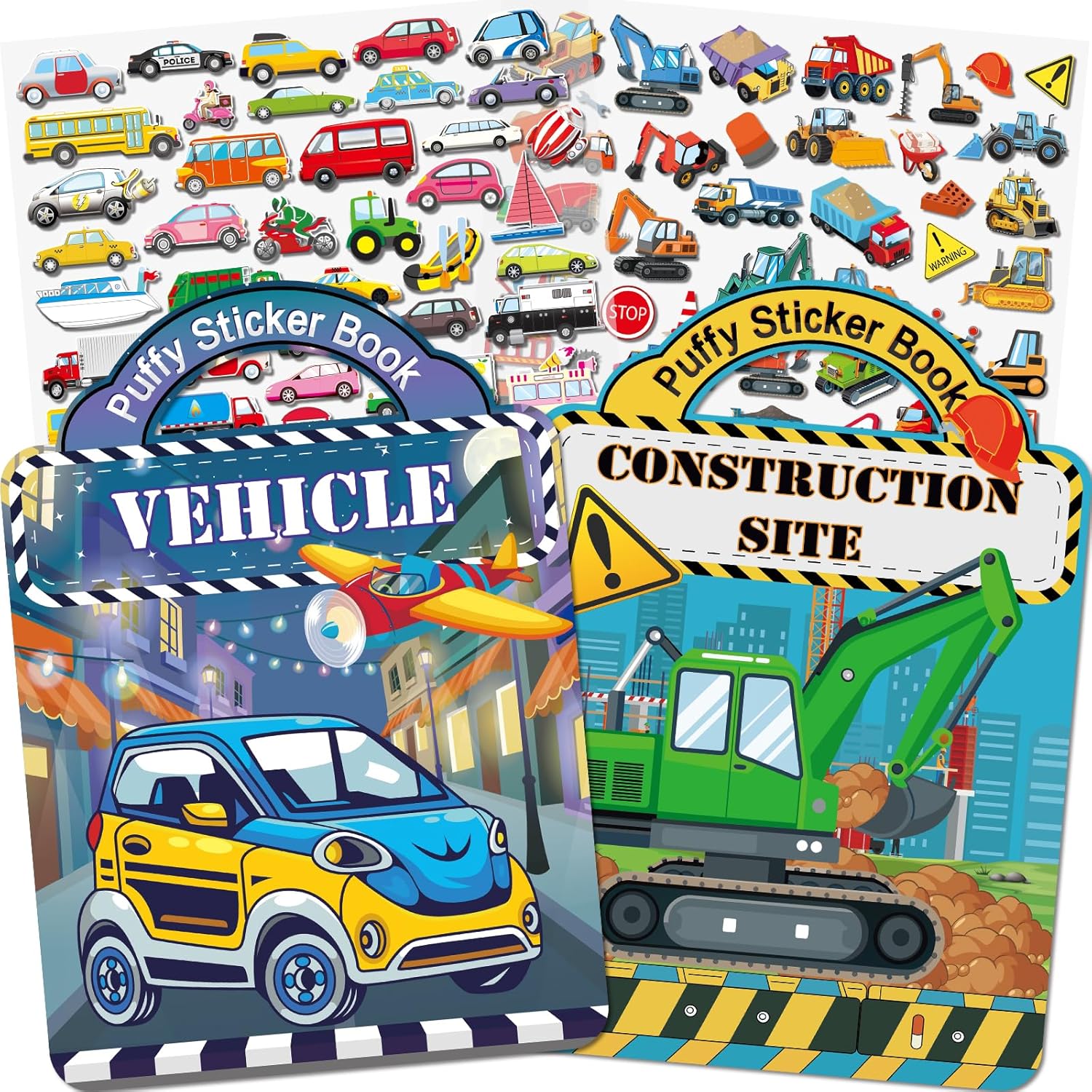 Elfew Libro di Adesivi 3D Riutilizzabili per Bambini 2-4 Anni
