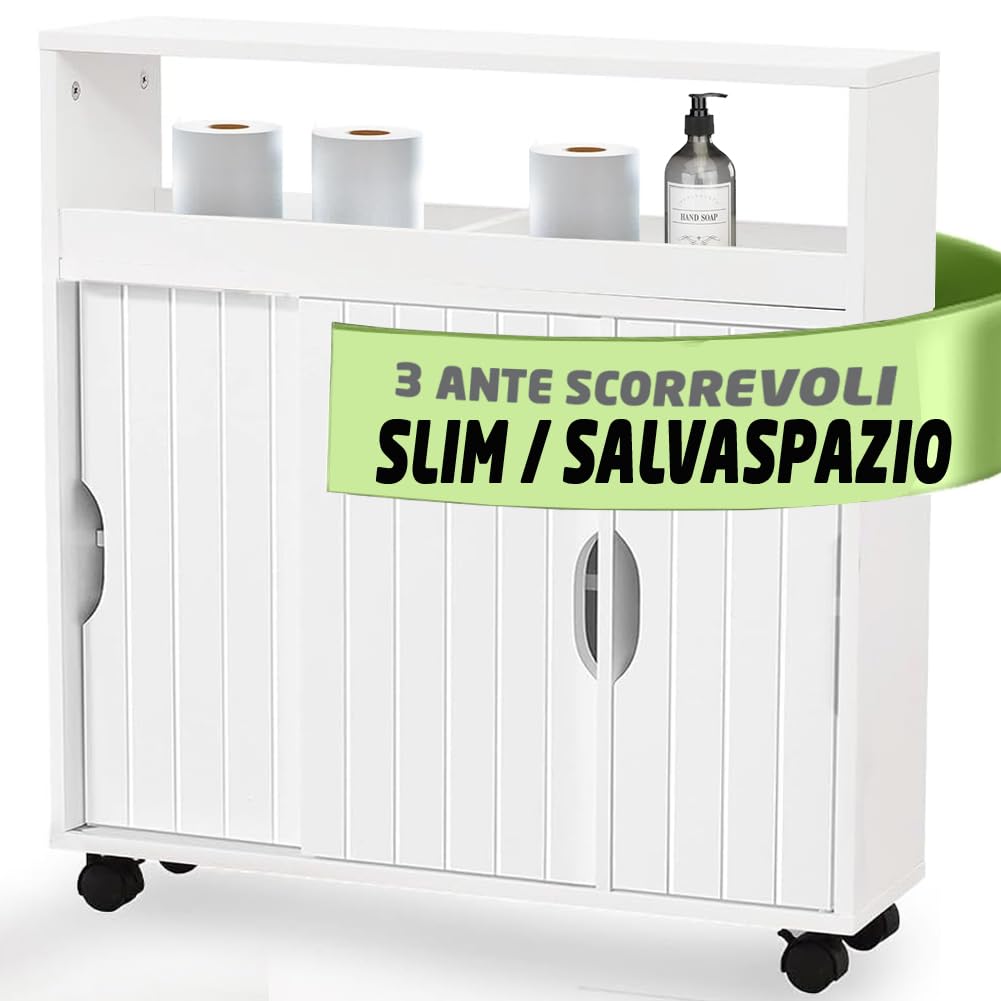 Shally Dogan Mobile da Bagno Stretto con 4 Ruote