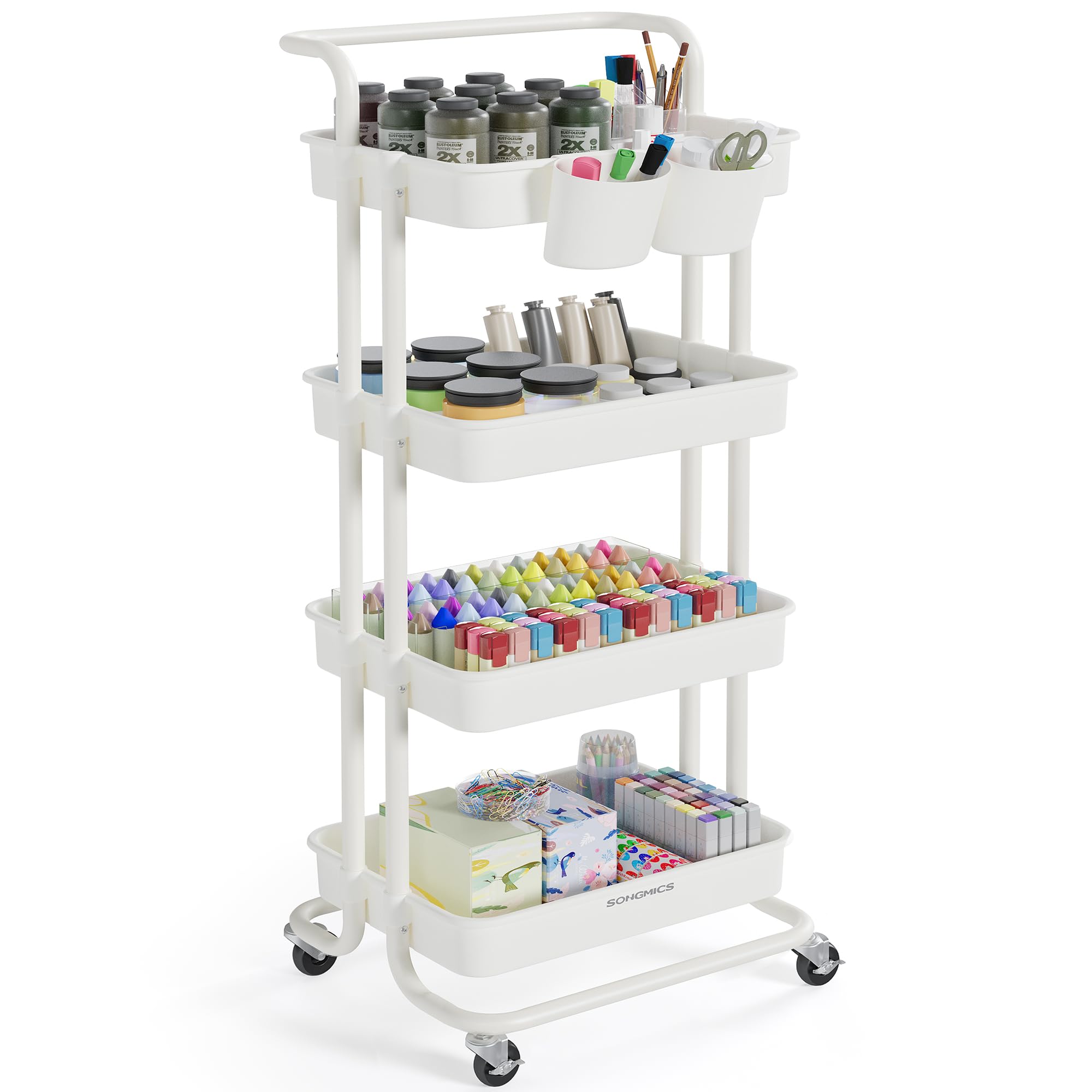 Songmics Carrello Scorrevole a 4 Livelli, Bianco