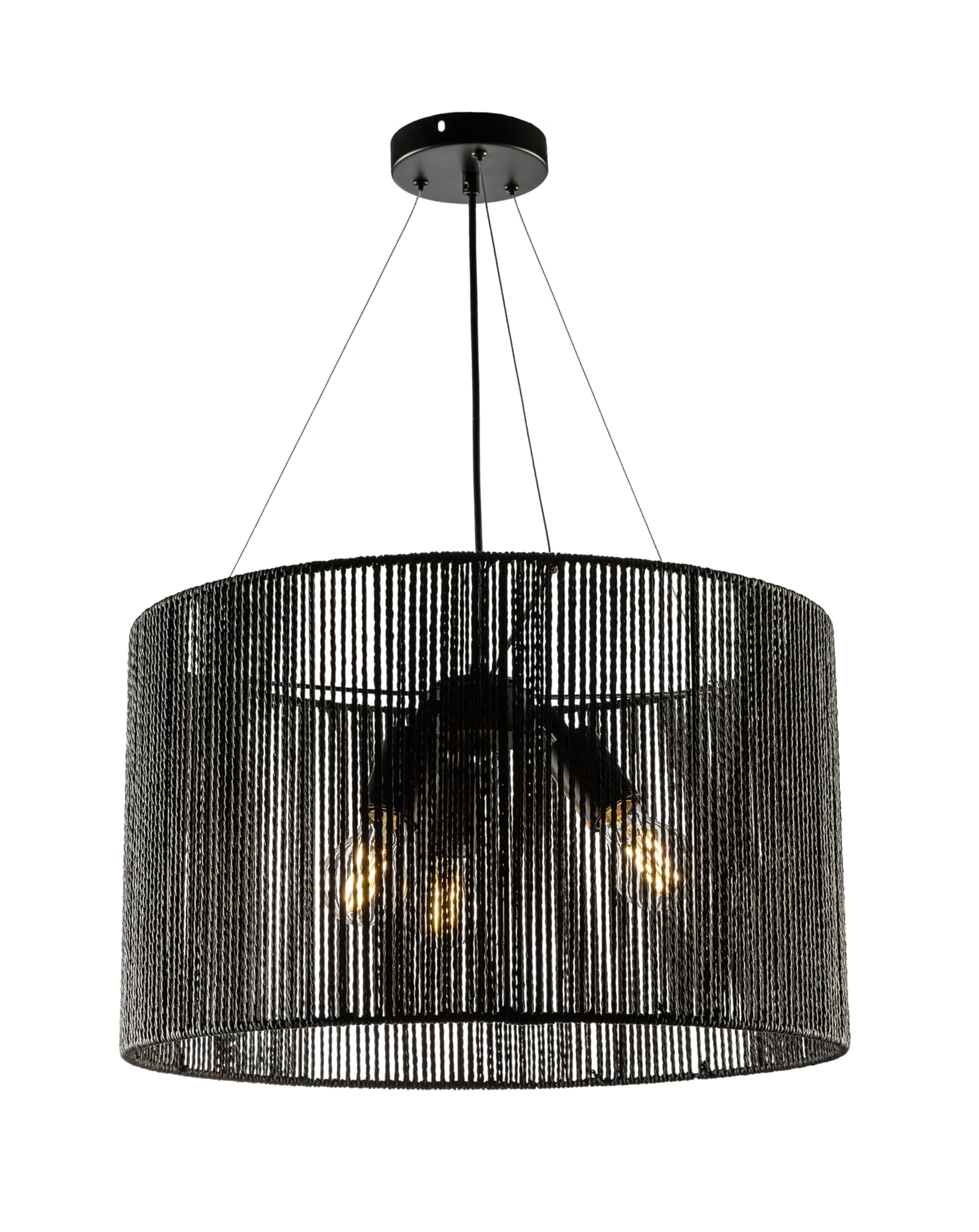 Gtv Foresto - Lampada a Sospensione Rotonda Ø 50cm, Nera