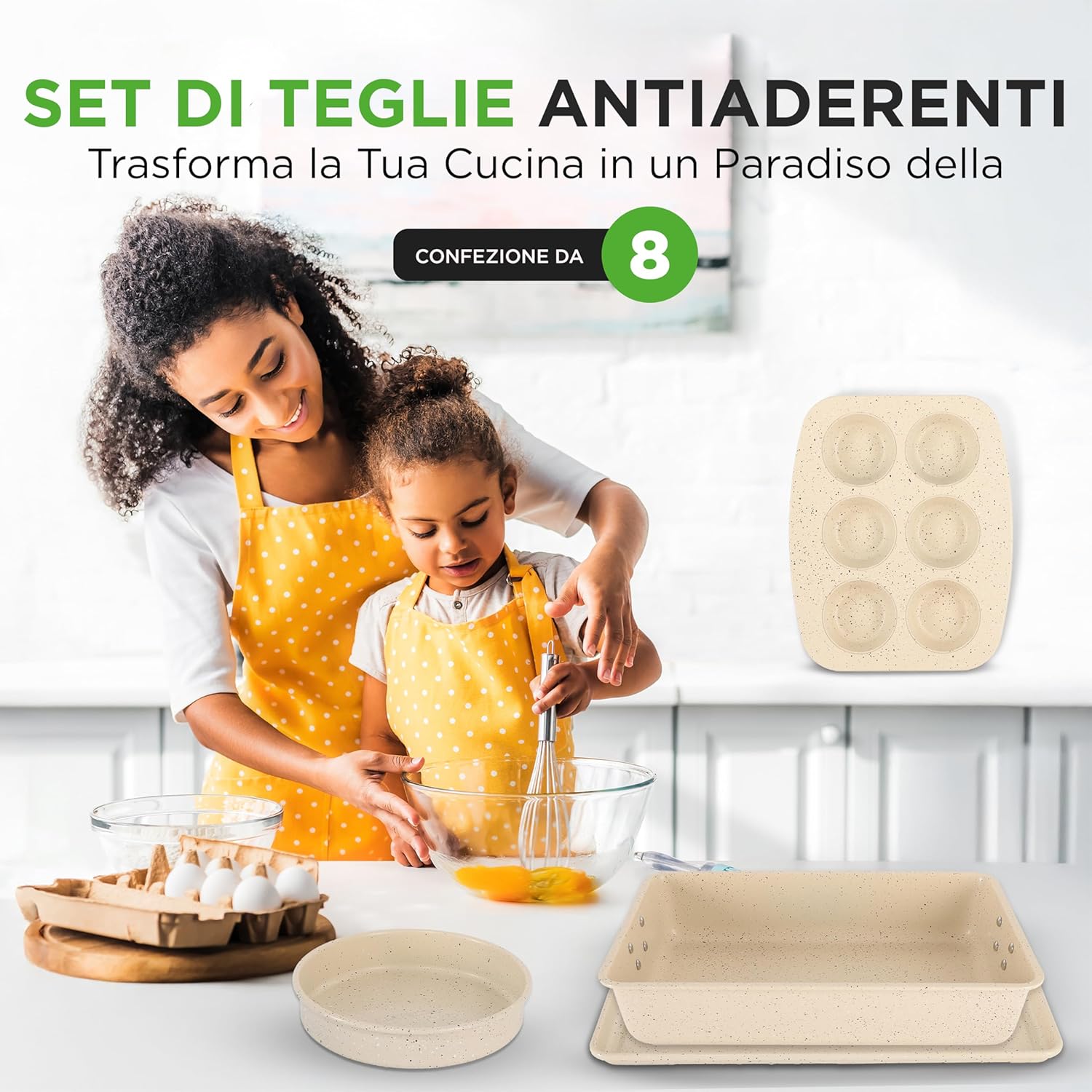 Nutrichef Set 8 Teglie da Forno Impilabili Antiaderenti - immagine 2