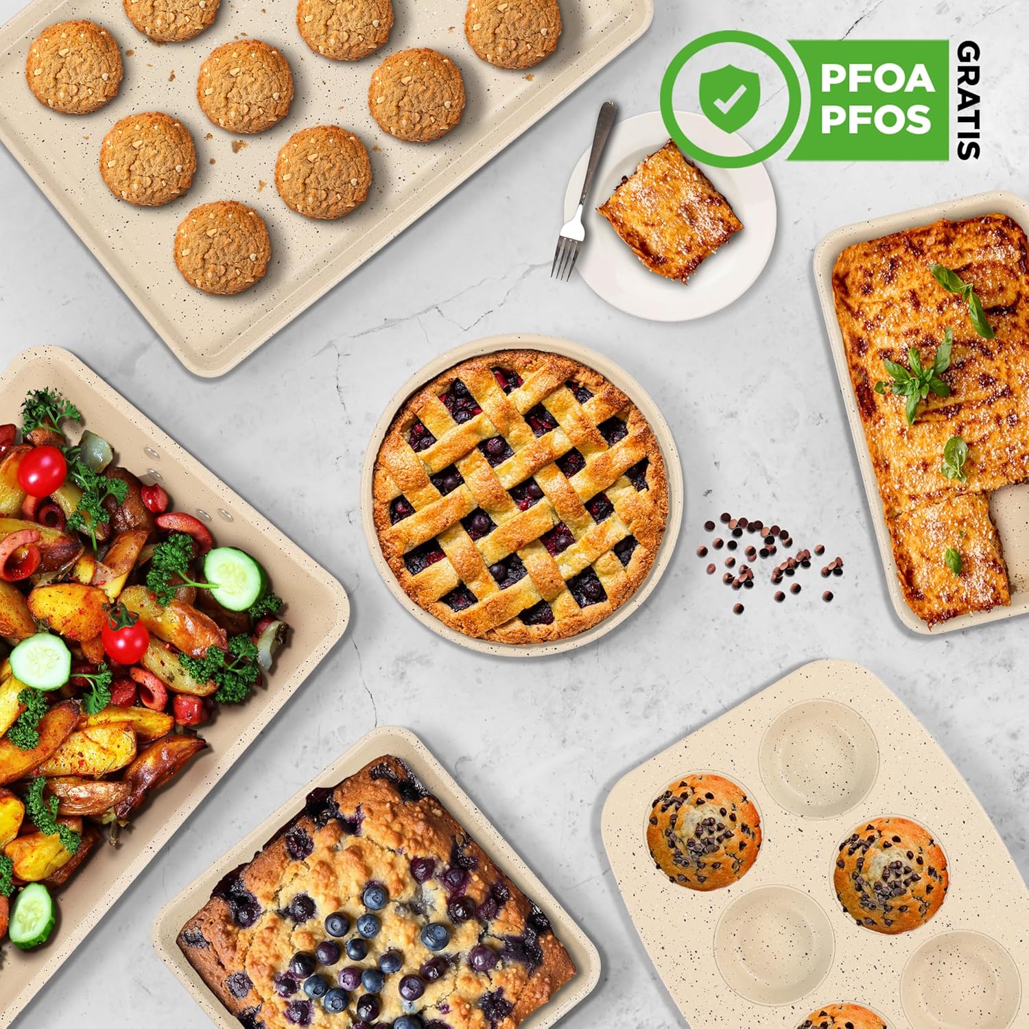 Nutrichef Set 8 Teglie da Forno Impilabili Antiaderenti - immagine 4