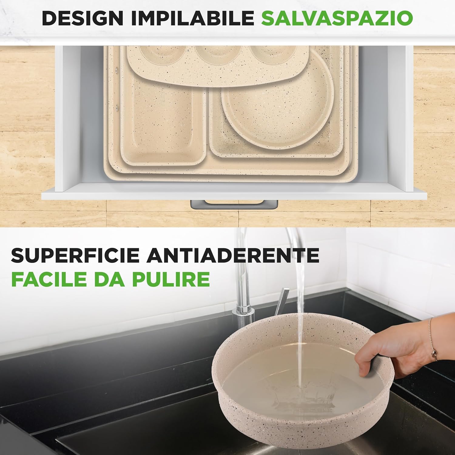 Nutrichef Set 8 Teglie da Forno Impilabili Antiaderenti - immagine 5